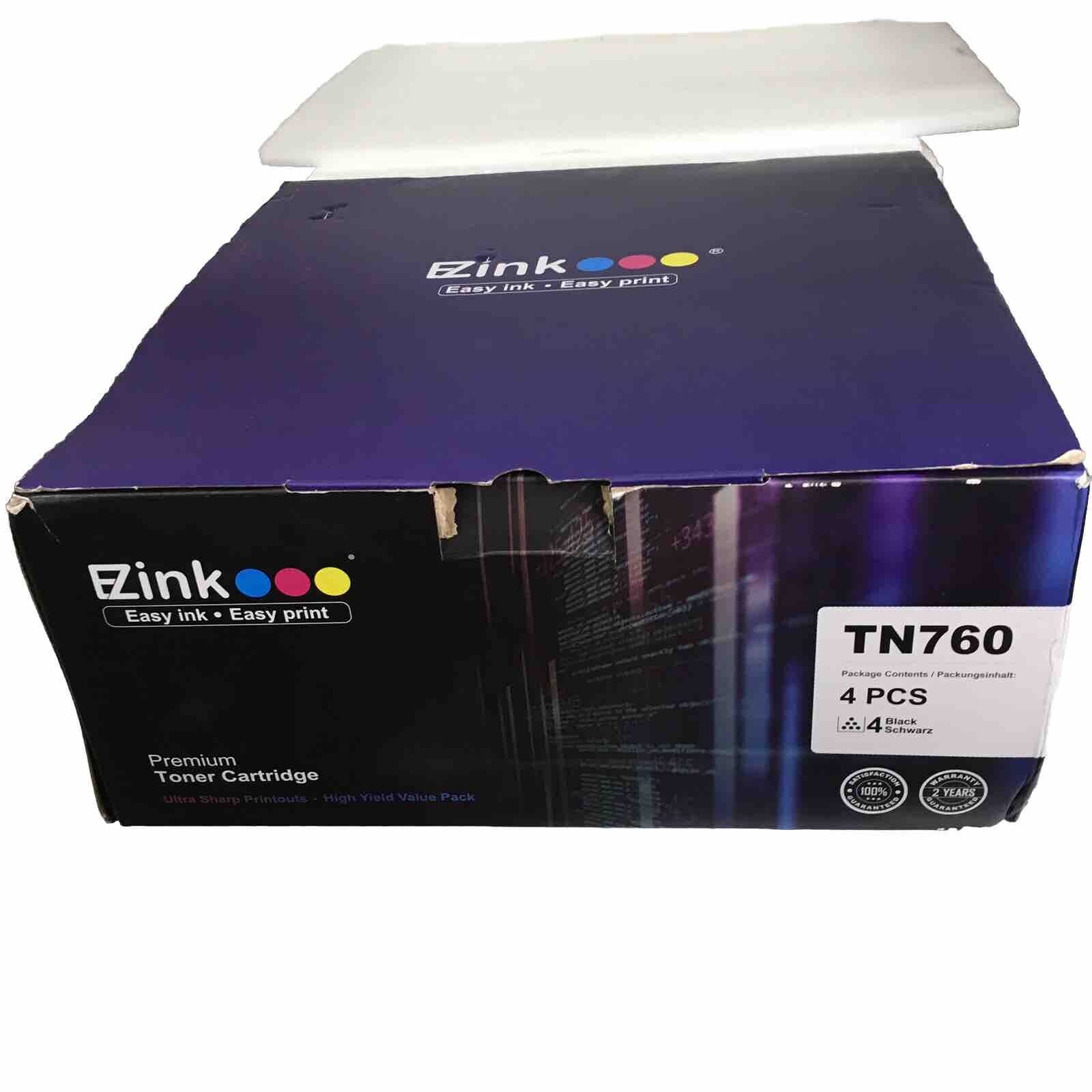 EZ Ink Easy Ink- Easy Print Premium Toner Cartridge # TN760 4 Cartridge
