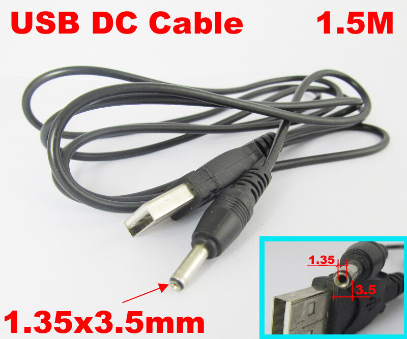 10pcs 5FT/1.5M 5V DC Power Cable USB 2.0 A Male Plug to 1.35 x 3.5mm DC Plug