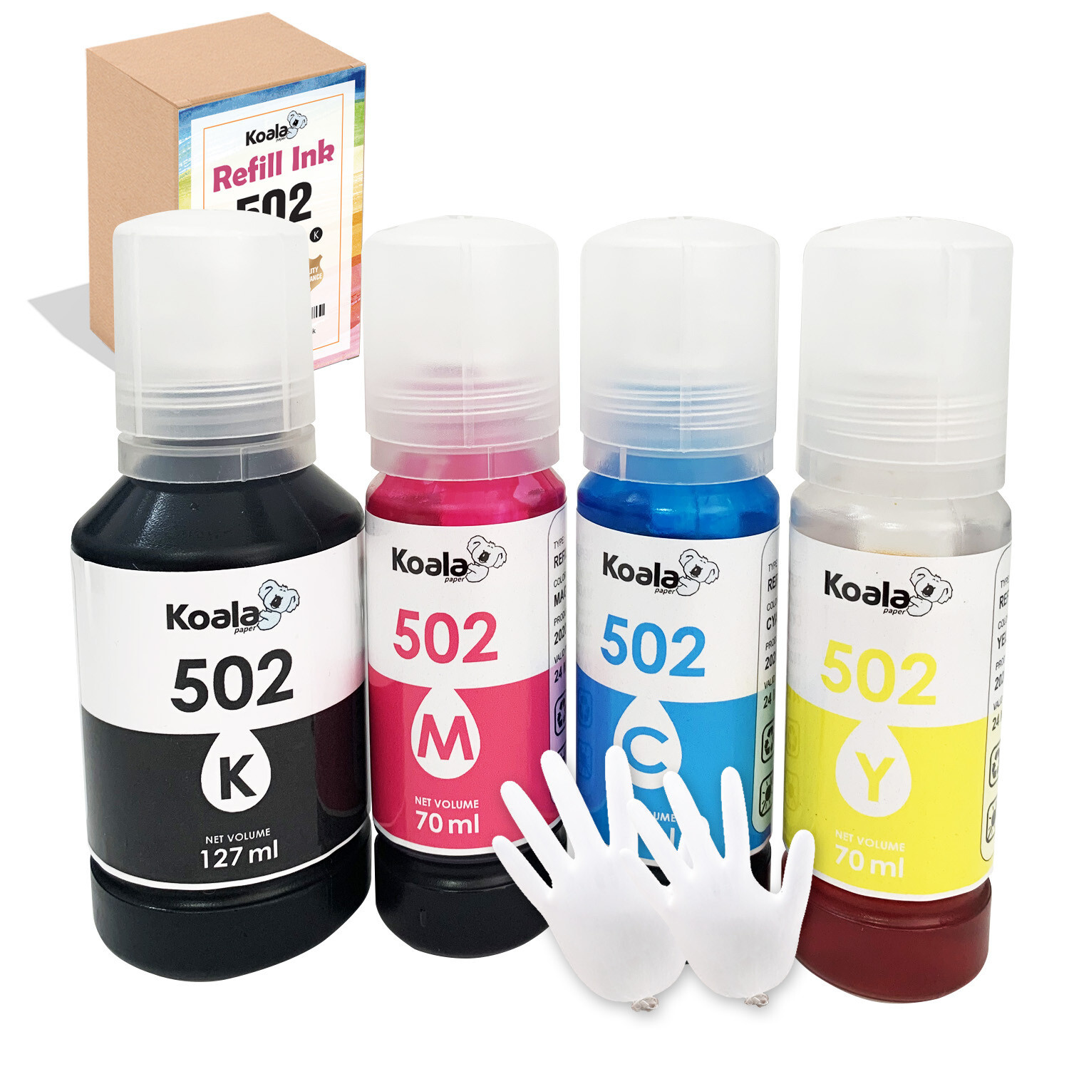 4PK Koala 502 Ink Refill Kit Fit Inkjet ET-2750 2760 2850 2700 3760 4760 ST-2000