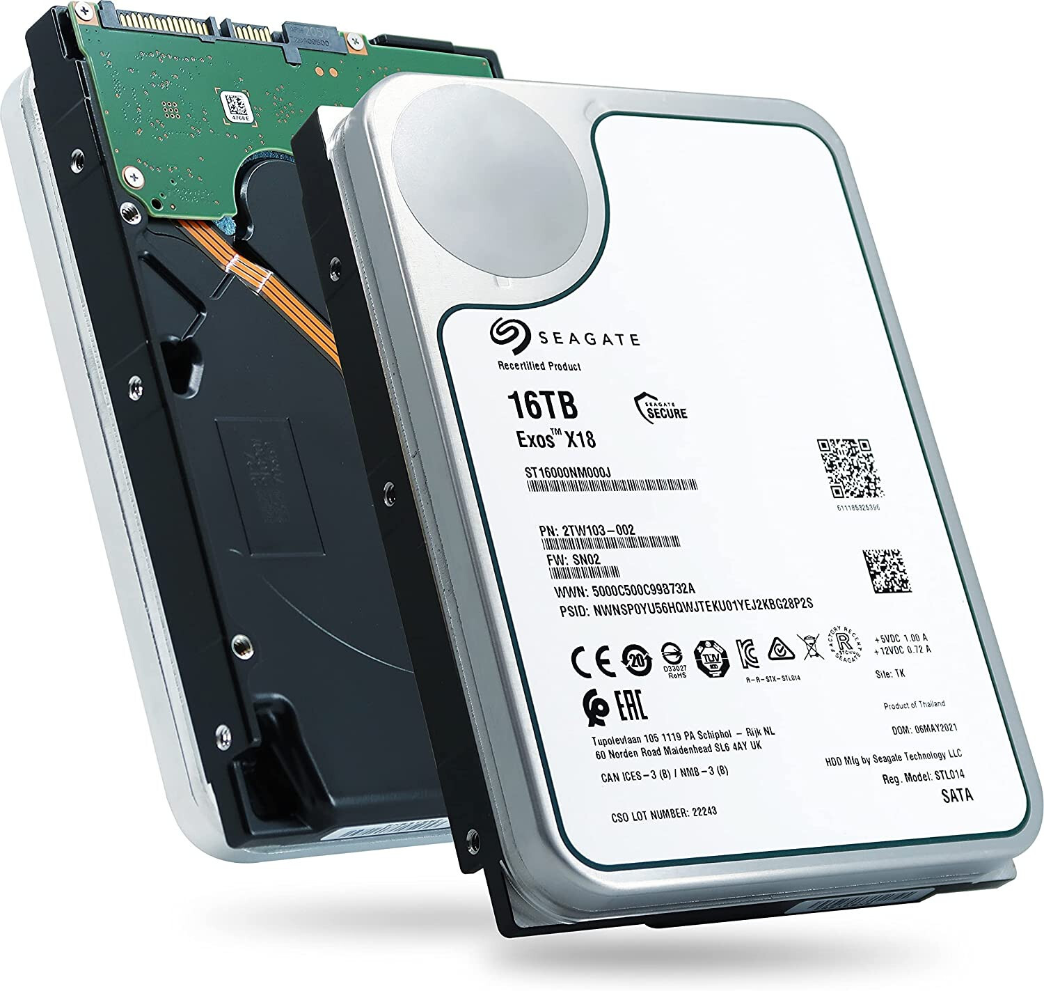 Seagate Exos X18 ST16000NM000J 16TB 7200RPM SATA 6Gb/s 256MB 3.5" Hard Drive