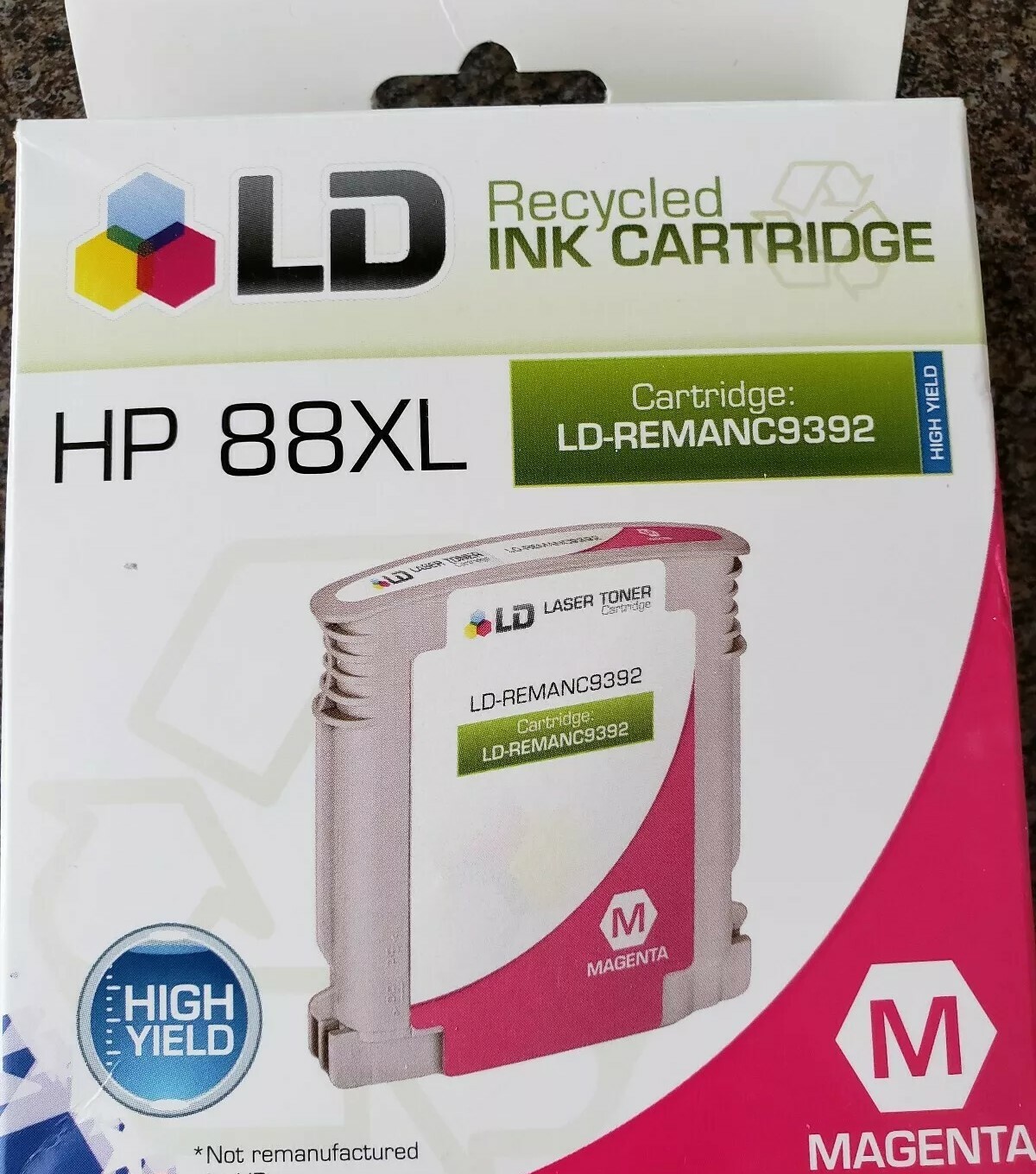 HP88XL LD RECYCLED INK CARTRIDGE LD-REMANC9392 MAGENTA, NIB
