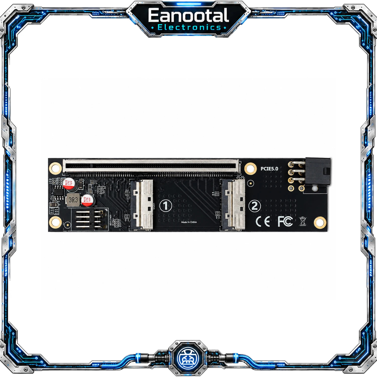 PCIe Gen5 x16 to MCIO 8i Adapter Kit Dual PCIe x16 Backplane Board 500mm Cable f