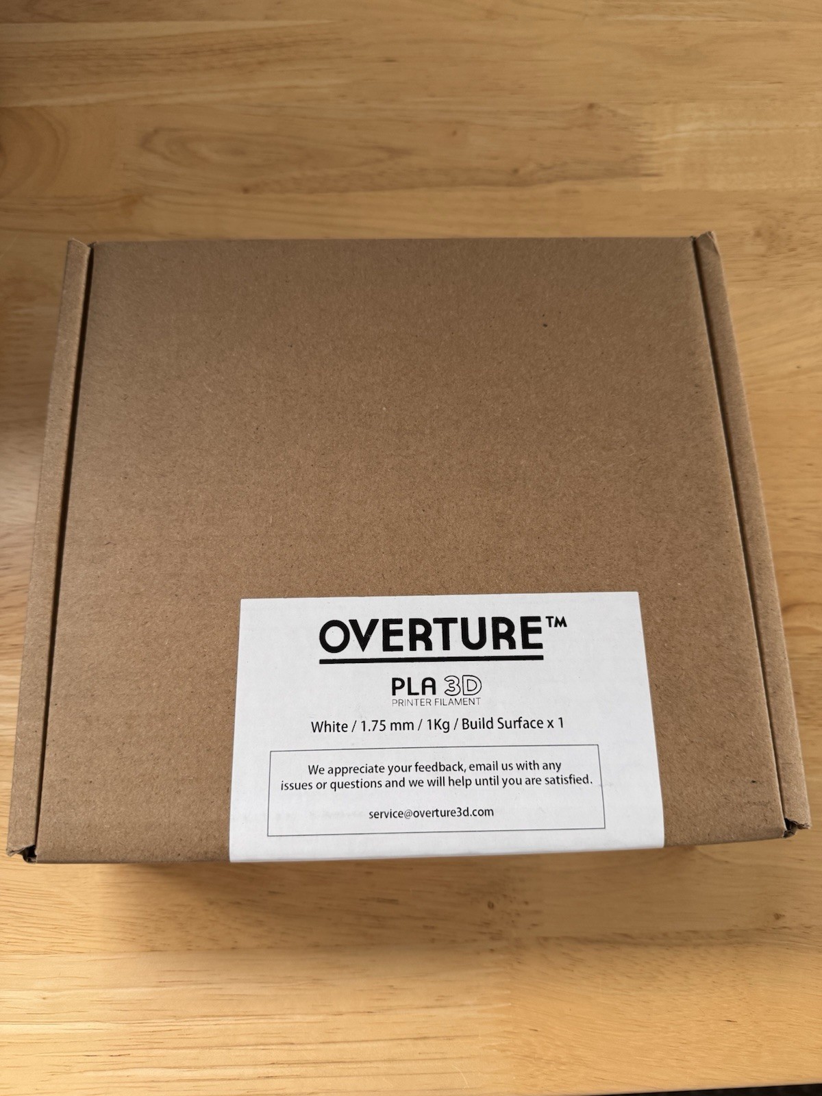 Overture PLA Professional 3D Printer Filament, White, 1.75mm, 1kg (1100202395)