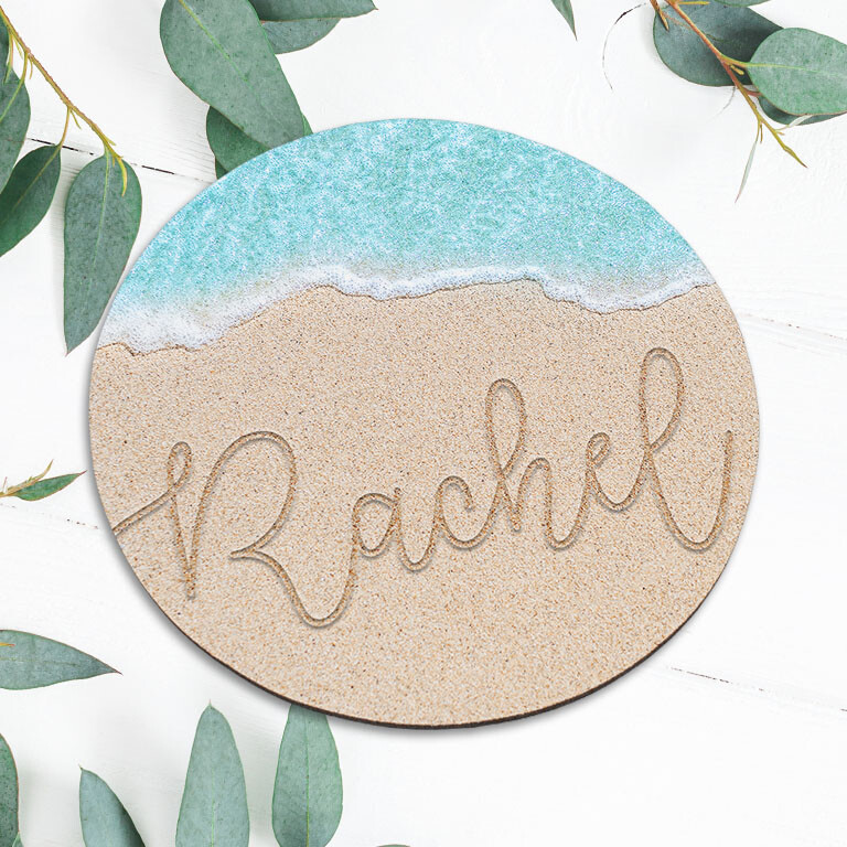 Personalized Name On Sand Mouse Pad Mat Office Desk Table Girly Accessory Gift