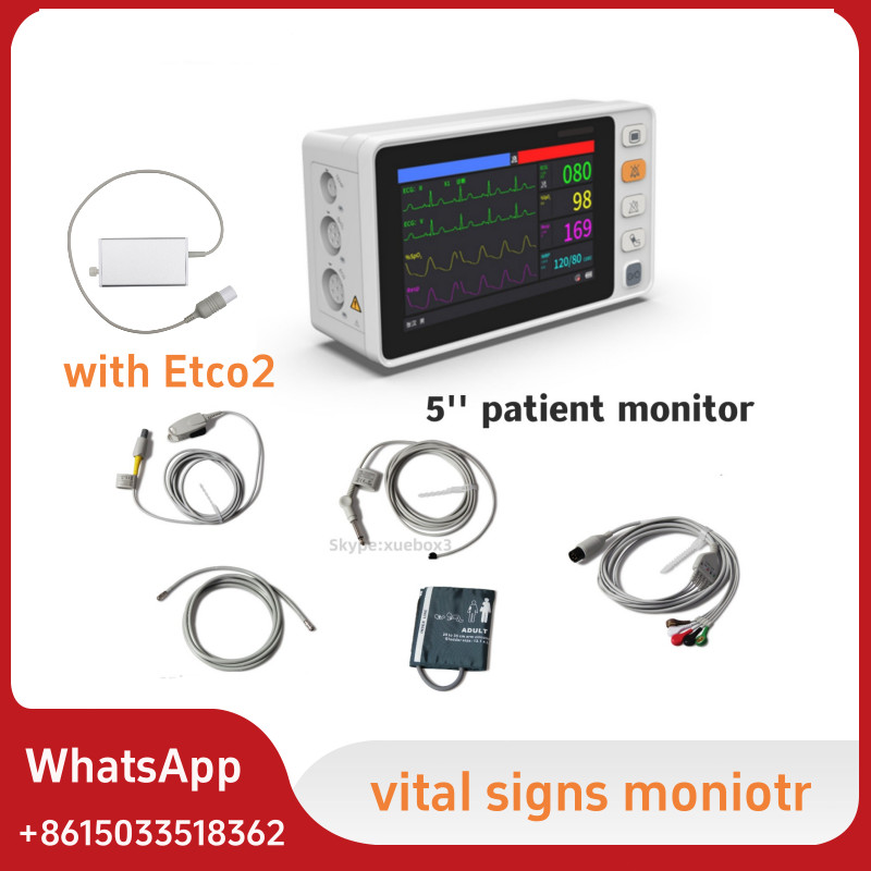 Vital Signs  Patient Monitor Etco2 ECG NIBP SpO2 Pulse rate 5 inch,Portable NEW