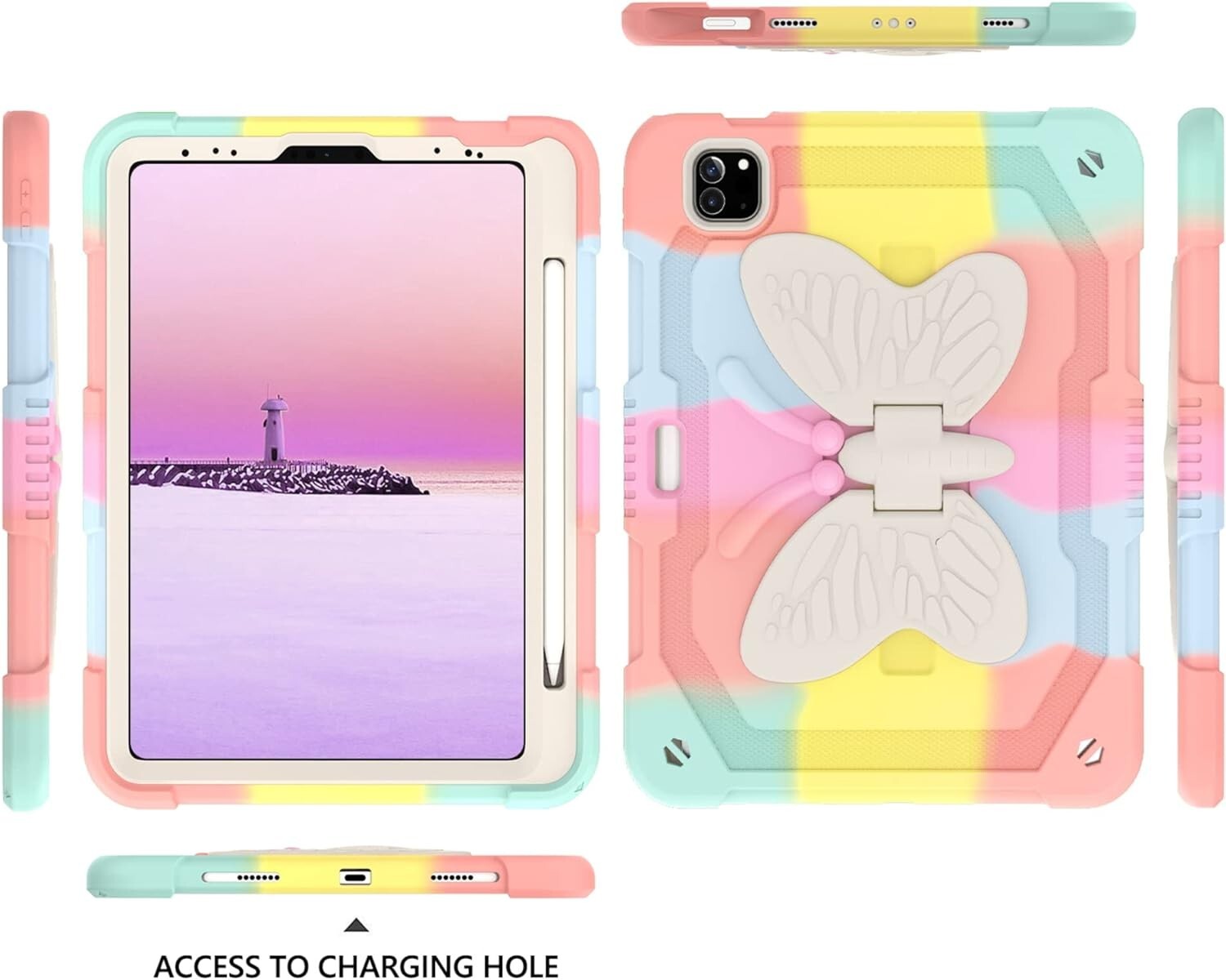 New iPad Pro 11 inch Case Air 4, Kids Butterfly Stand Shockproof Case Cover