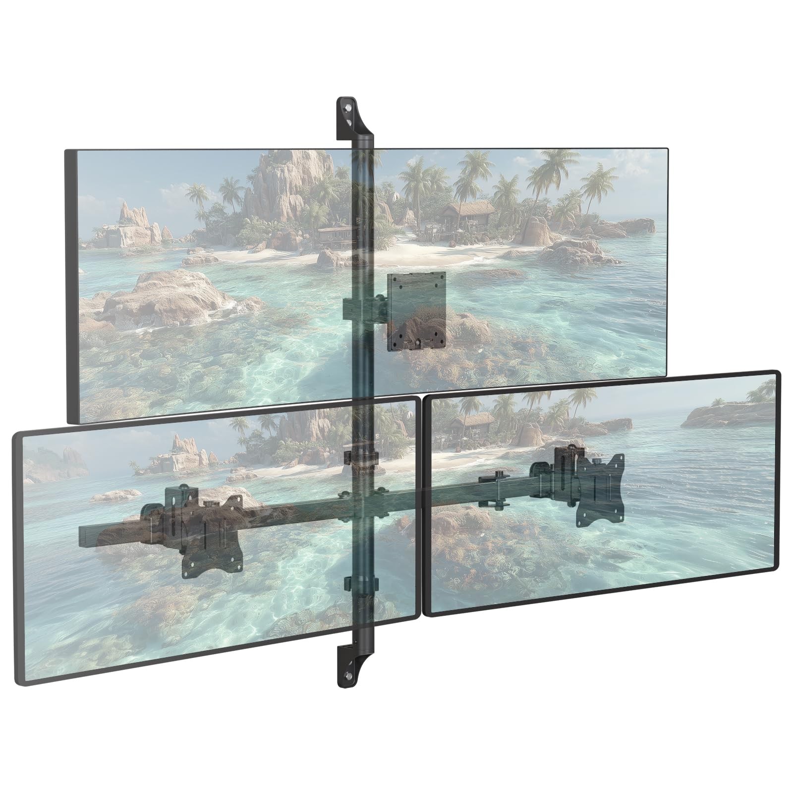 WALI Triple Monitor Wall Mount for 13 to 49 Inch, 3 Up 49", Black