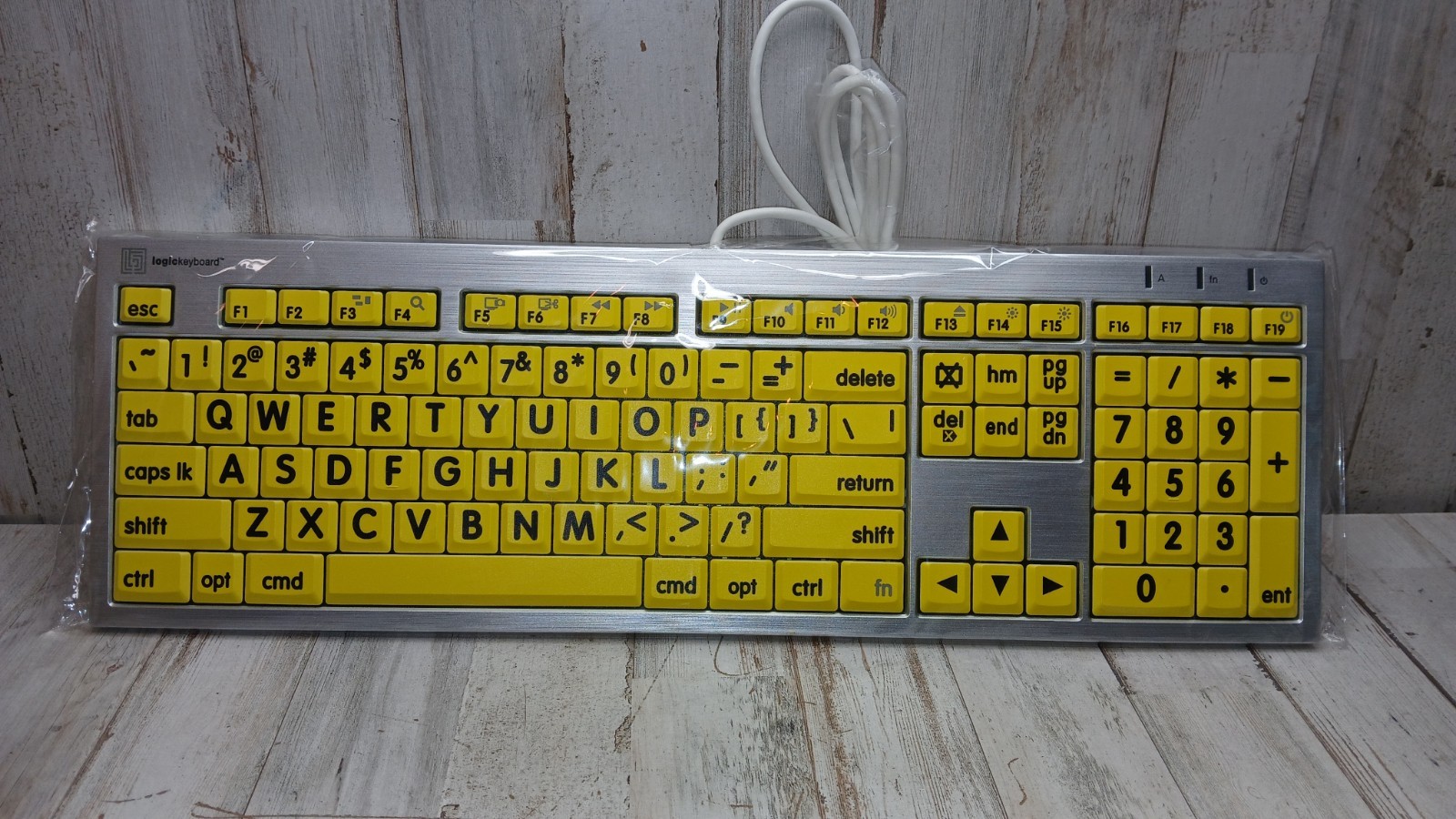 Logickeyboard 'Slimline' with Large Print • Black Letters on Yellow Key Esk-7599