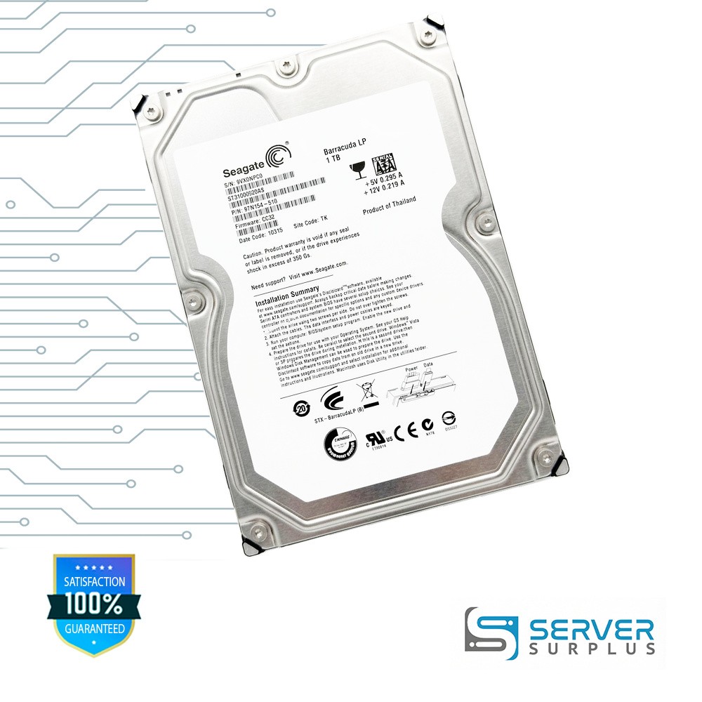 Seagate Barracuda LP 1TB SATA 3.5 in Enterprise HDD | ST31000520AS | 9TN154-510