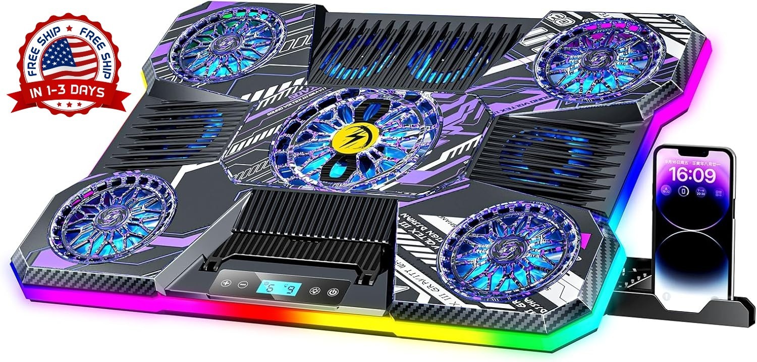 Base de refrigeración para portátil, base de refrigeración RGB con 9 ventiladore