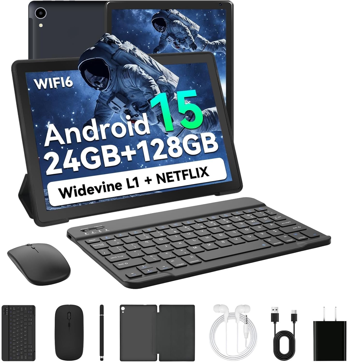 HiGrace 10" IPS Android 15 Tablet 24GB/128GB WiFi-6 BT 5.4 Widevine L1 *SEALED*