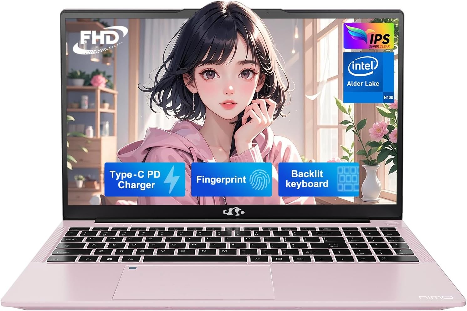 NIMO 15.6" IPS FHD-Laptop, Intel Pentium Quad Core N100 4GB RAM 128GB SSD