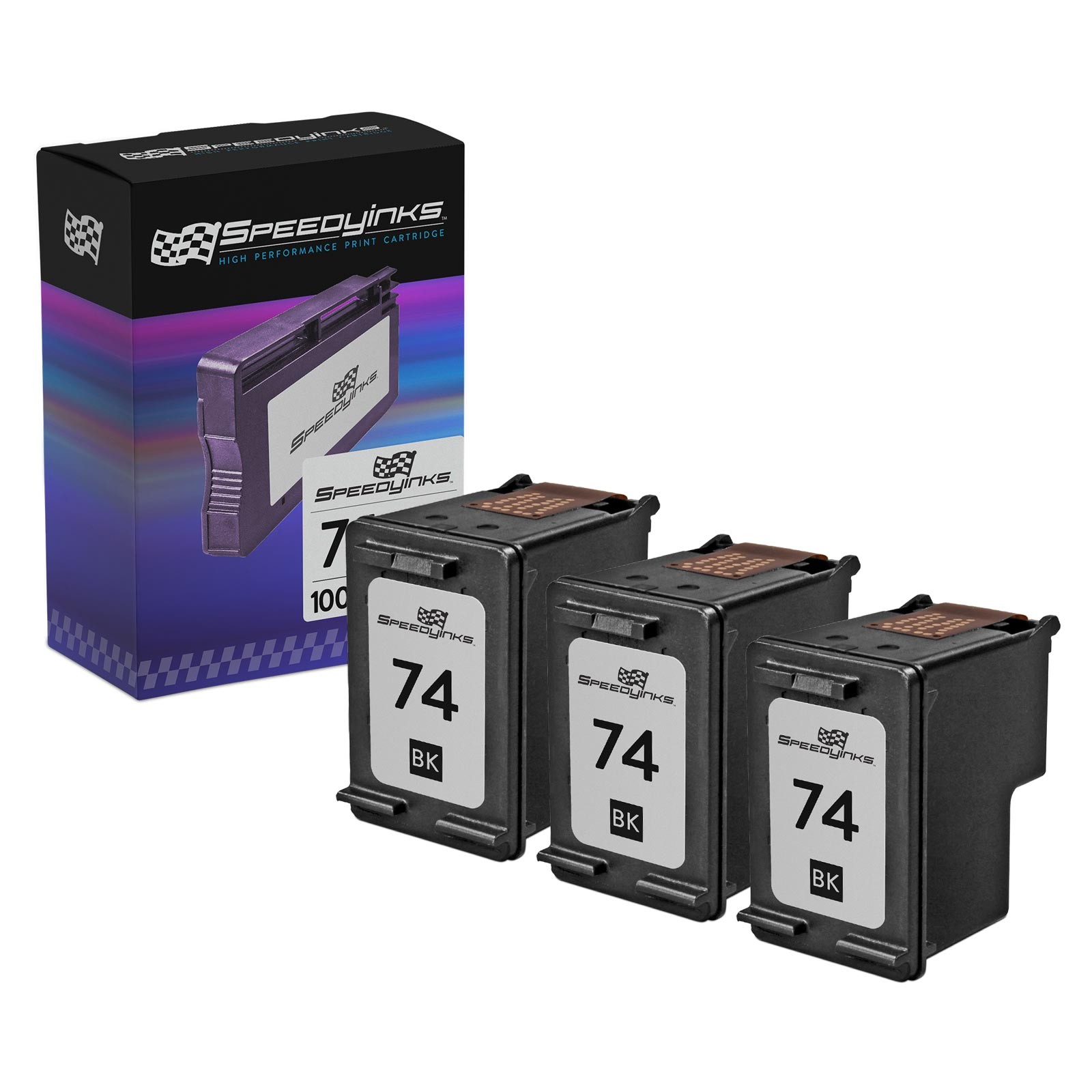 3 Pack Reman Replacement Ink Cartridge for Hewlett Packard CB335WN (HP 74) Black