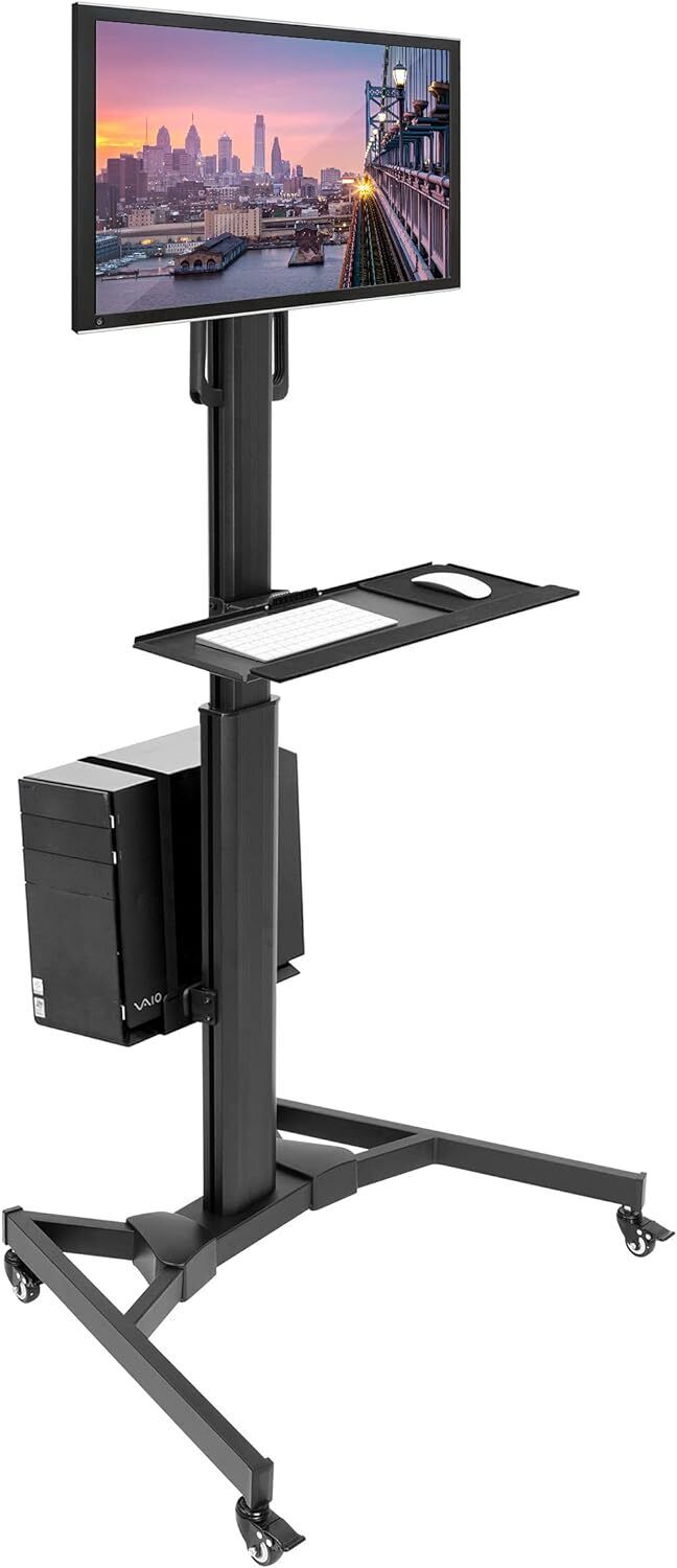 Mount-It Computer Cart Mobile Desk Workstation with Monitor Mount for Black 