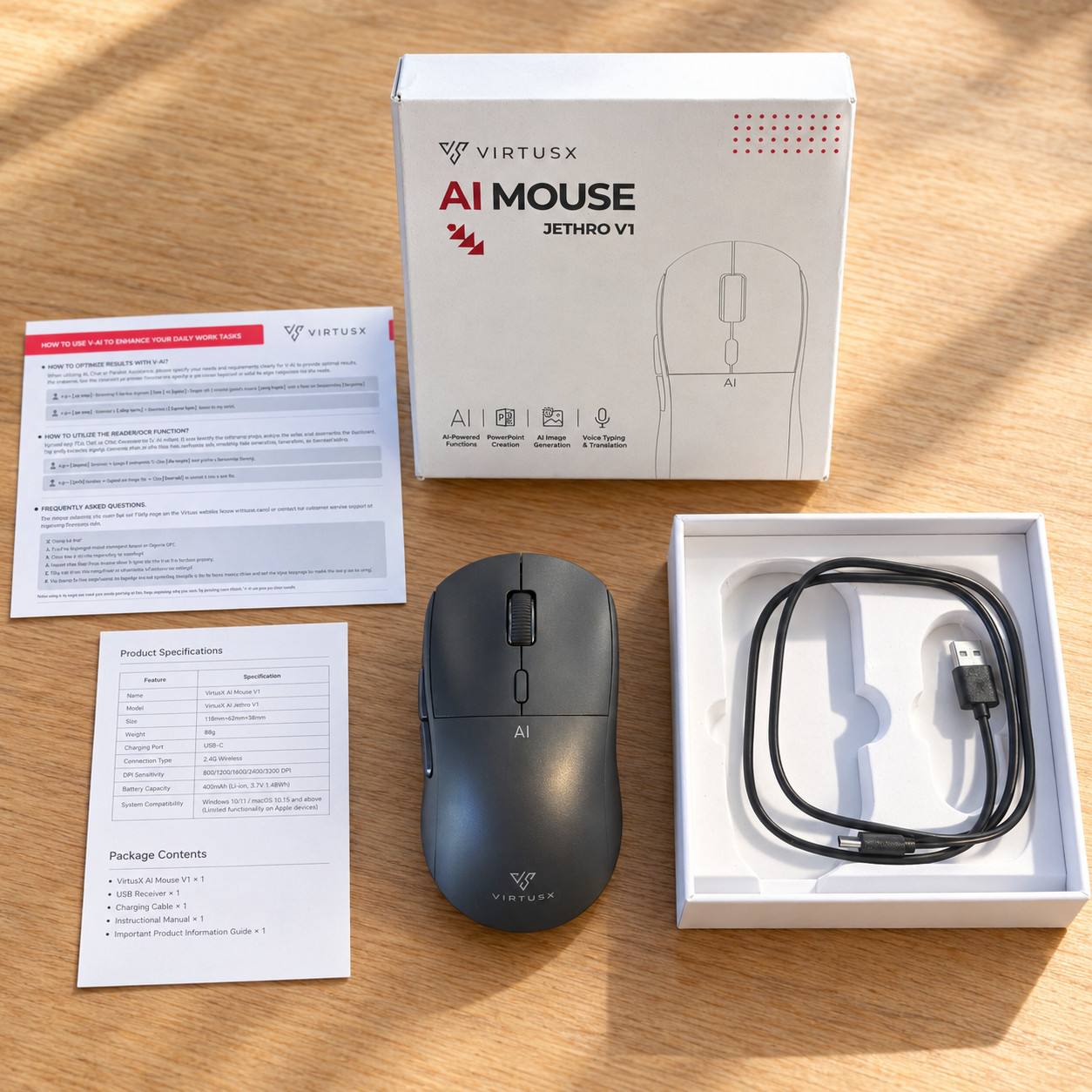 Virtusx Jethro AI Mouse Voice & Audio Recorder for Lecture & Meeting NEW