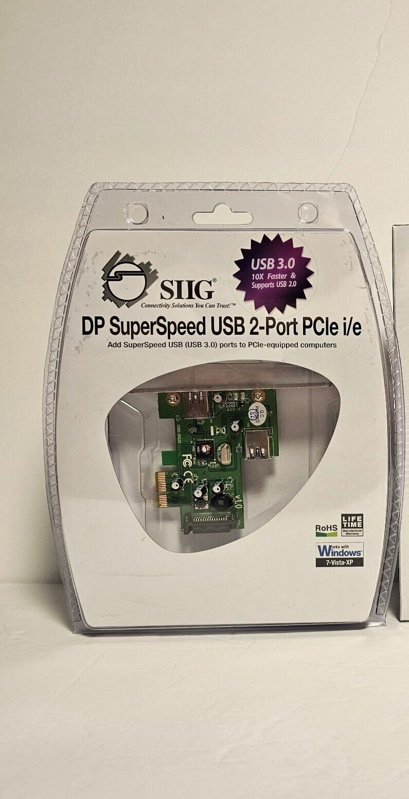 SIIG DP Superspeed USB 2 Port PCLe i/e Factory Sealed