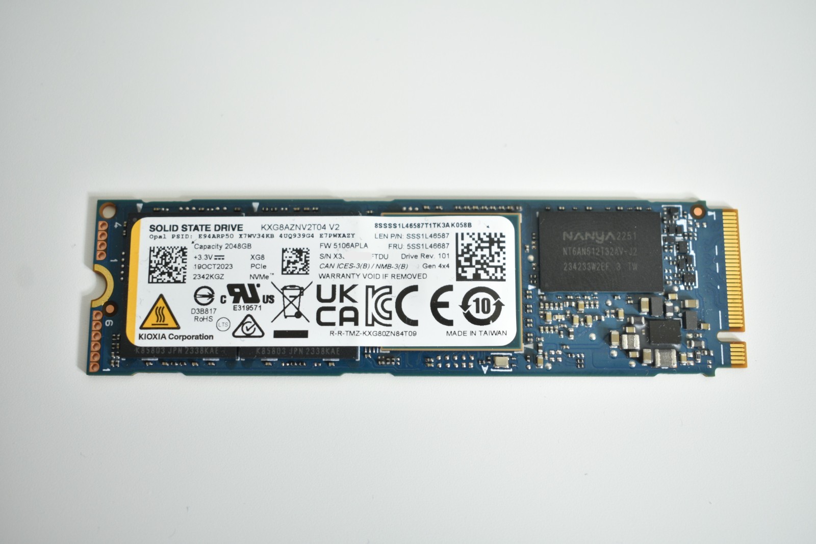 KIOXIA XG8 2TB M.2 2280 PCIe Gen4 x4 NVMe SSD KXG8AZNV2T04 – TLC – 7000MB/s Read