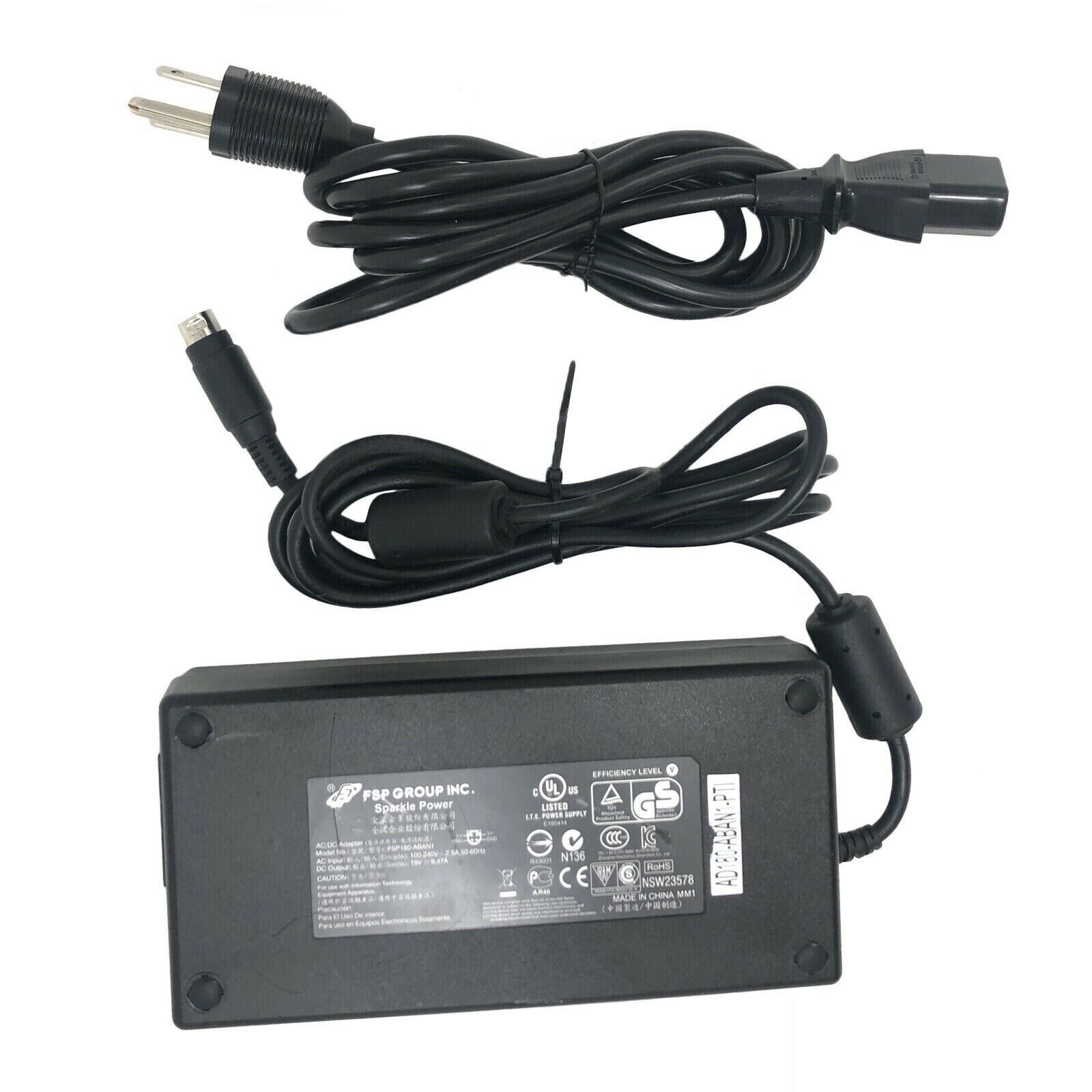 Genuine FSP FSP180-ABAN1 AC Power Supply Adapter 19V 9.47A 180W 4 Pin w/PC 