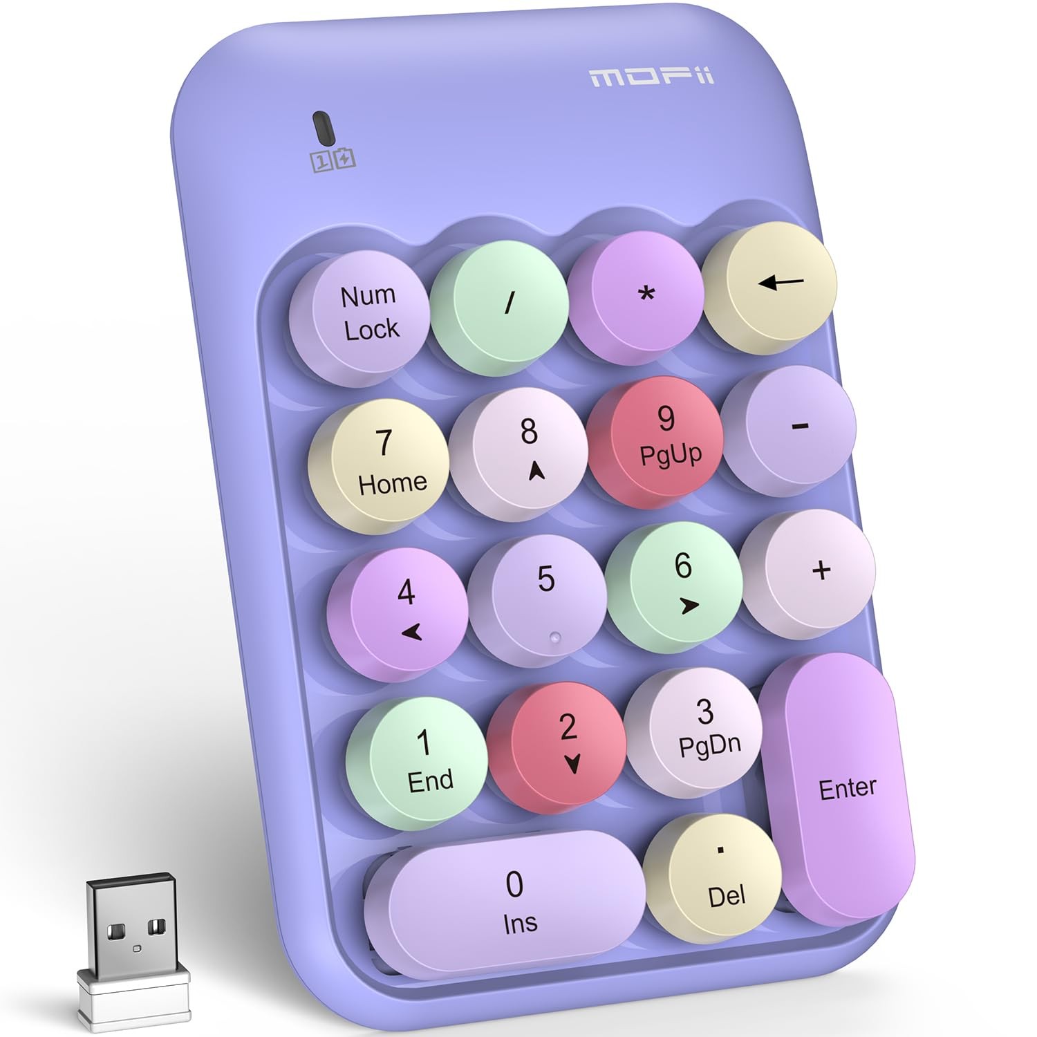 MOFII Wireless Number Pads, Colorful 2.4G Wireless 18 Keys Numeric Keypad Por...