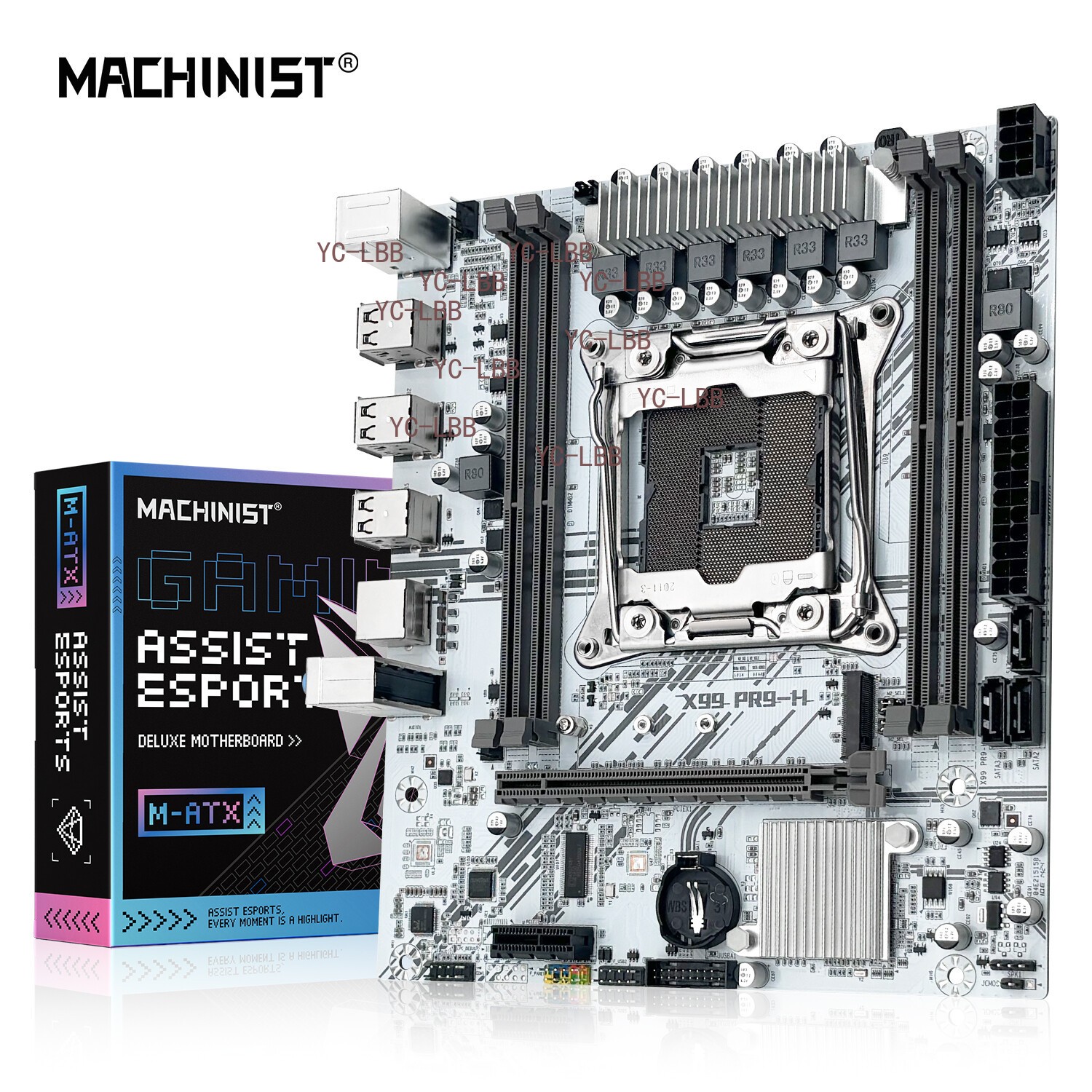 LGA 2011-3 X99 PR9 Motherboard DDR4 White Mainboard SATA/NVME M.2 USB 2.0 SATAII