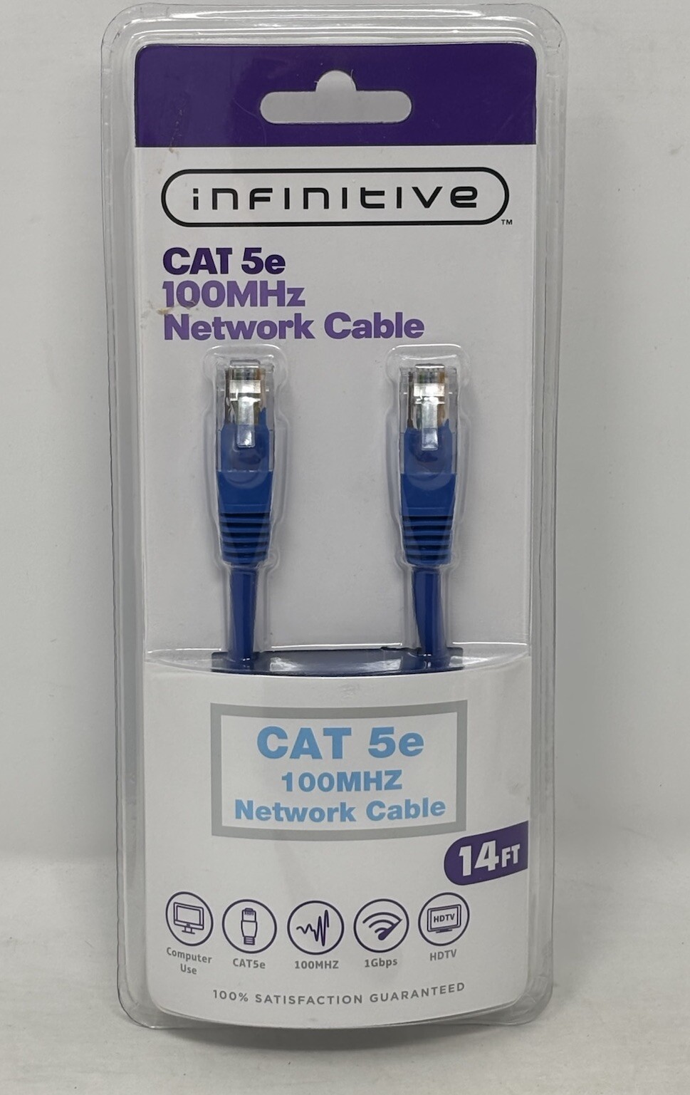 Infinitive Cat 5e 100MHz Network Cable, 14 Feet, Blue NEW