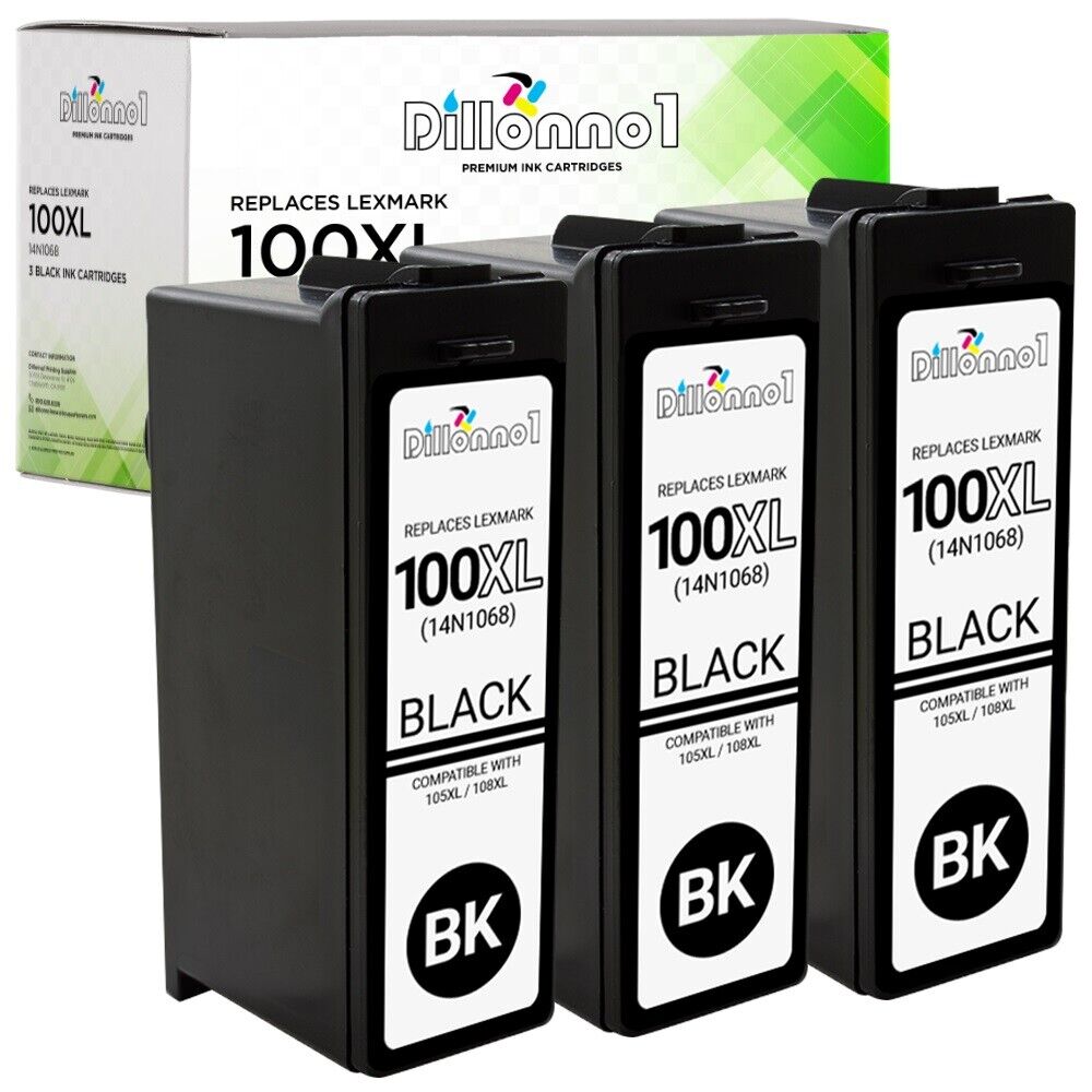3PK 100 XL Black Ink Cartridges for Lexmark Interpret S402 S405 Platinum Pro902