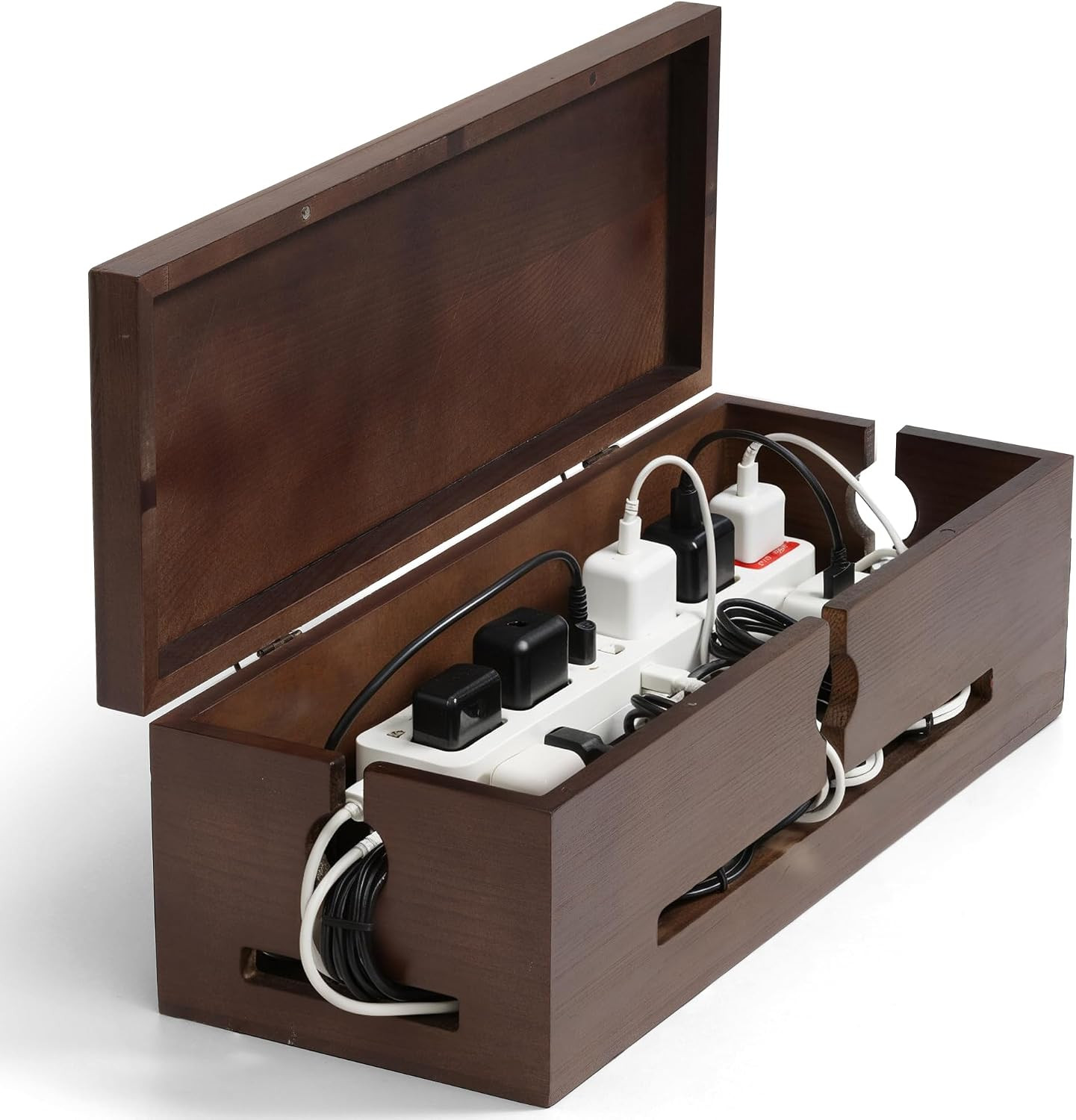 Wooden Cable Management Box – Modern Wire Organizer Box & Power Strip Cover for