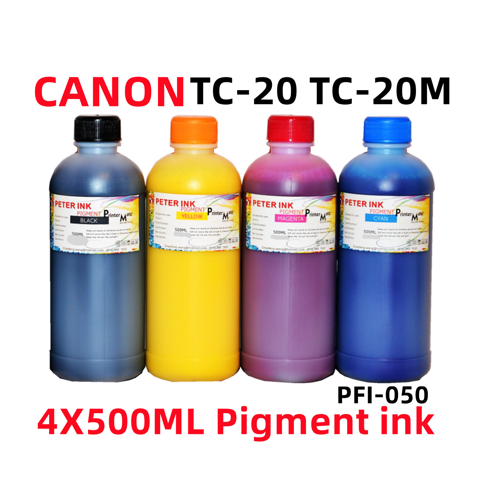 4X500ML Pigment Ink refills CANON imagePROGRAF TC-20 TC-20M PFI-050