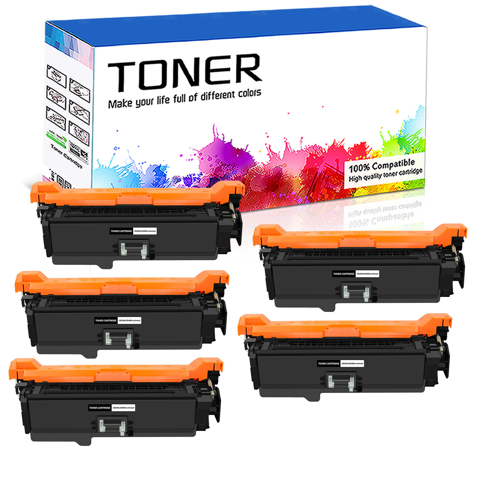 5 Pack Black CE250A 504A Toner for HP Color LaserJet CP3525dn CP3525n CP3525x