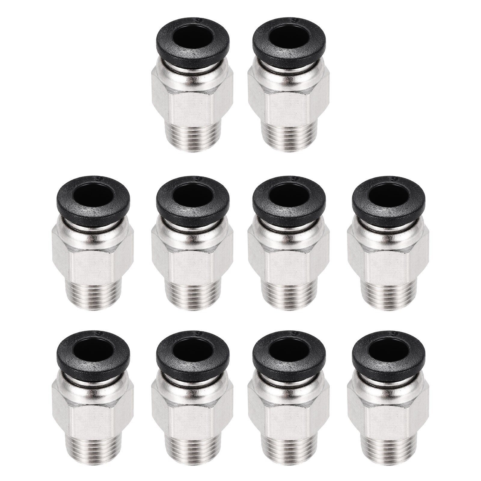 10 Pcs PC6-M10 Straight Through Fitting for 3D Printer, 4x6mm Tubes, Black