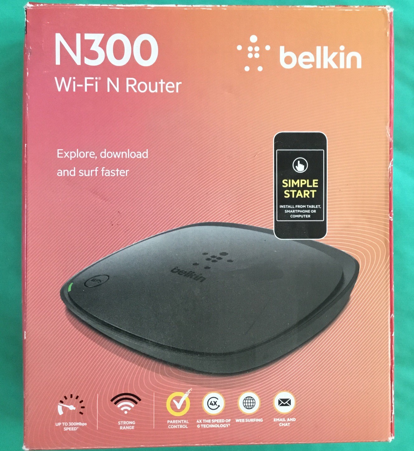Belkin N300 Wi-Fi N Wireless Router Internet 2.4GHz Ethernet RJ45 ——————36