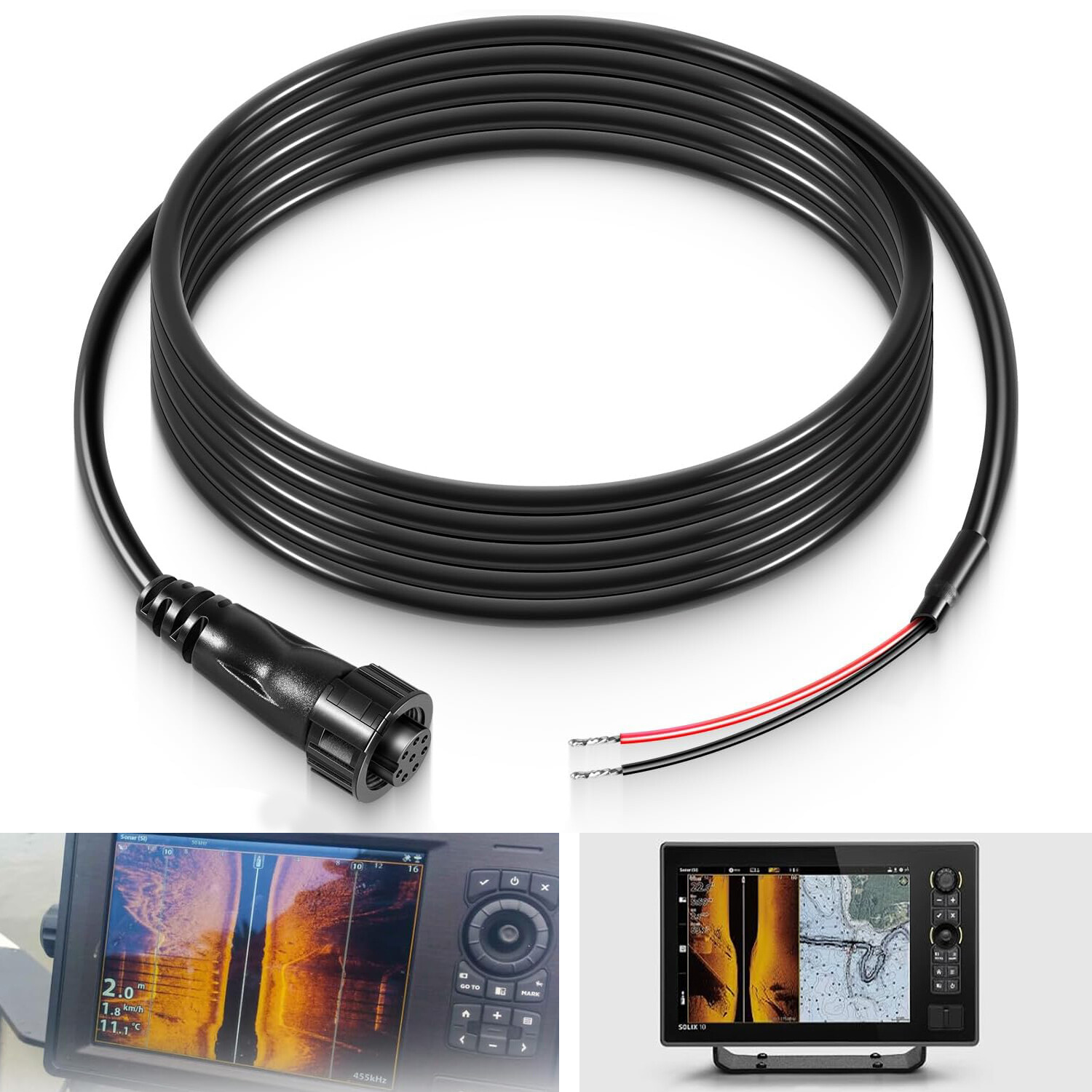720085-1 PC12 Power Cord Cable 6ft,8-Pin for Humminbird Solix/Onix Series Models
