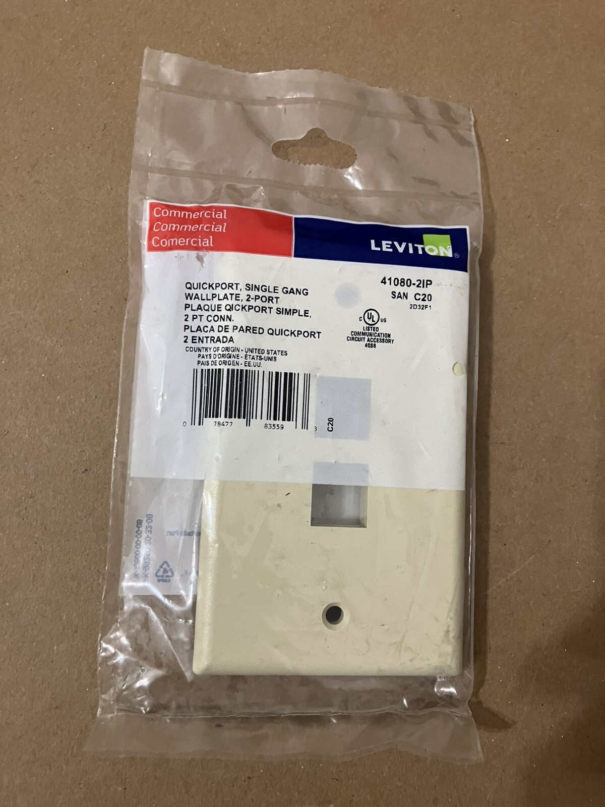 New  Ivory 2-Gang Flush Mount Quickport 2-Port Wallplate Cover 41080-2IP