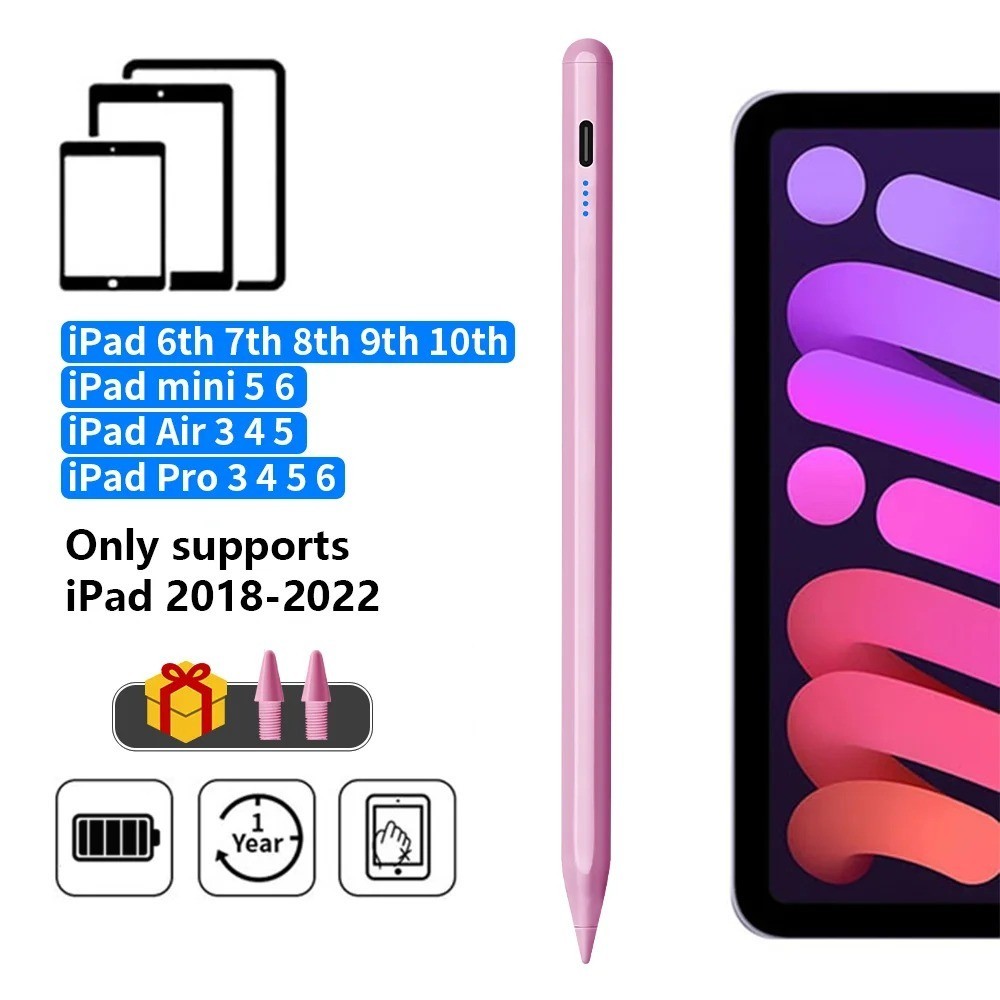Stylus Pen for iPad with Palm Rejection LED Power Indicator Active Pencil