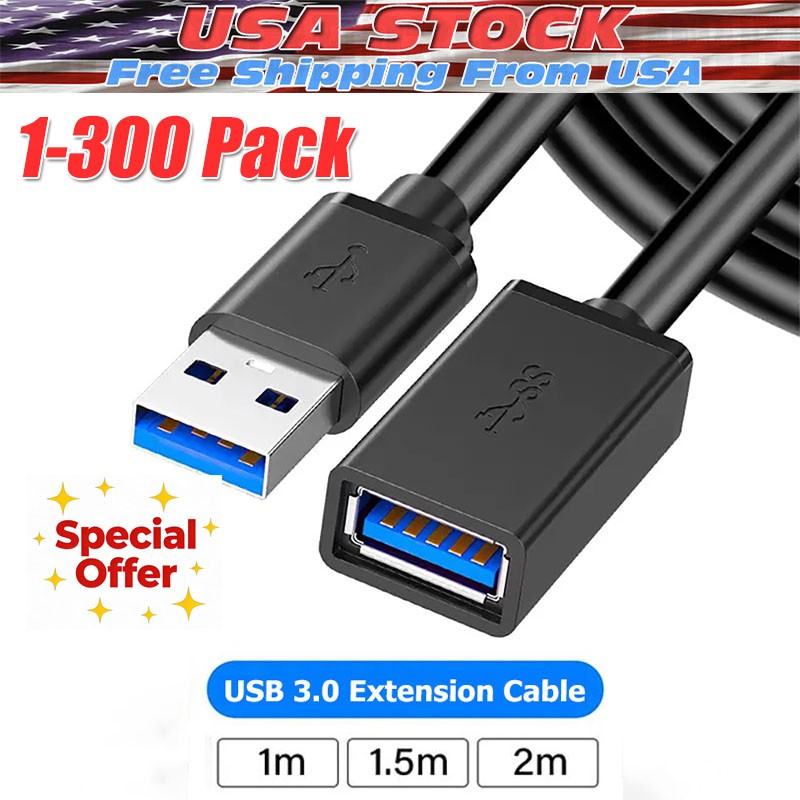USB3.0 Extension Cable High Speed Extender Cord Adapter TypeA Male to Female Lot