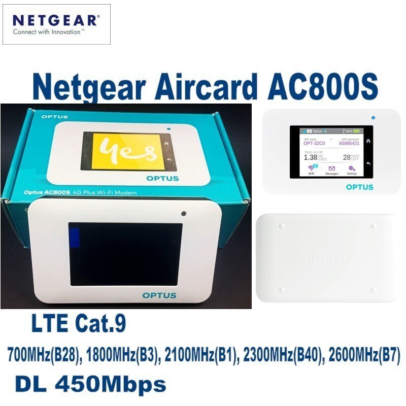 Netgear Aircard AC800S Cat9 450Mbps Portable 4G LTE Portable Mobile WIFI Hotspot
