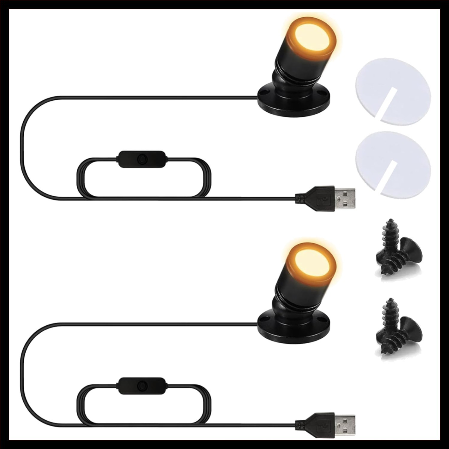 Bright & Colorful LED Spotlight Set – USB Powered for Indoor Displays 2-Pack