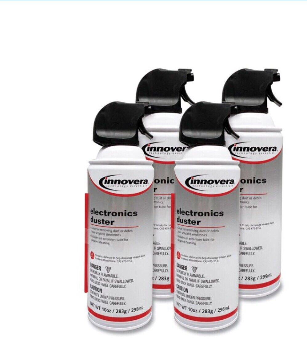 Lot Of 4 .Innovera Compressed Air Duster Cleaner, 10 oz Can IVR-100014 .lot of 4