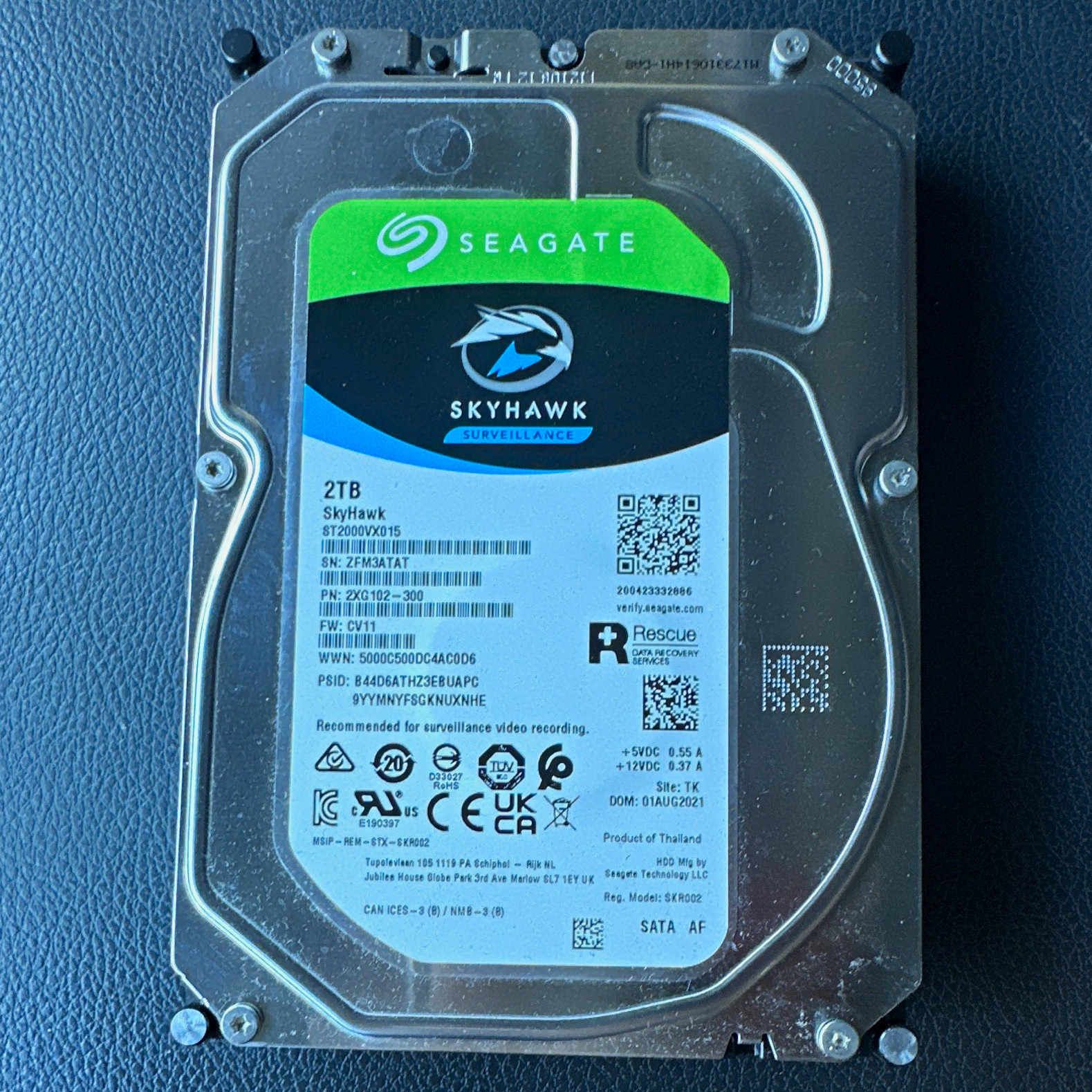 Seagate SkyHawk ST2000VX015 2TB 3.5in SATA Internal HDD 5900RPM 256MB