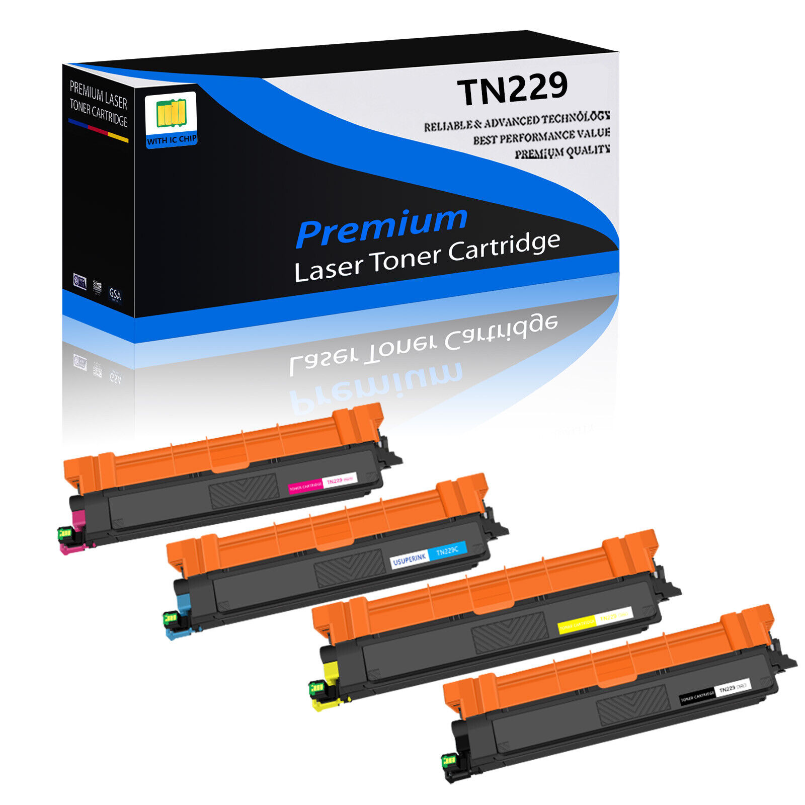 4PK TN229 XL BK/C/M/Y Multicolor Toner Set for Brother HL-L3780CDW HL-L3280CDW