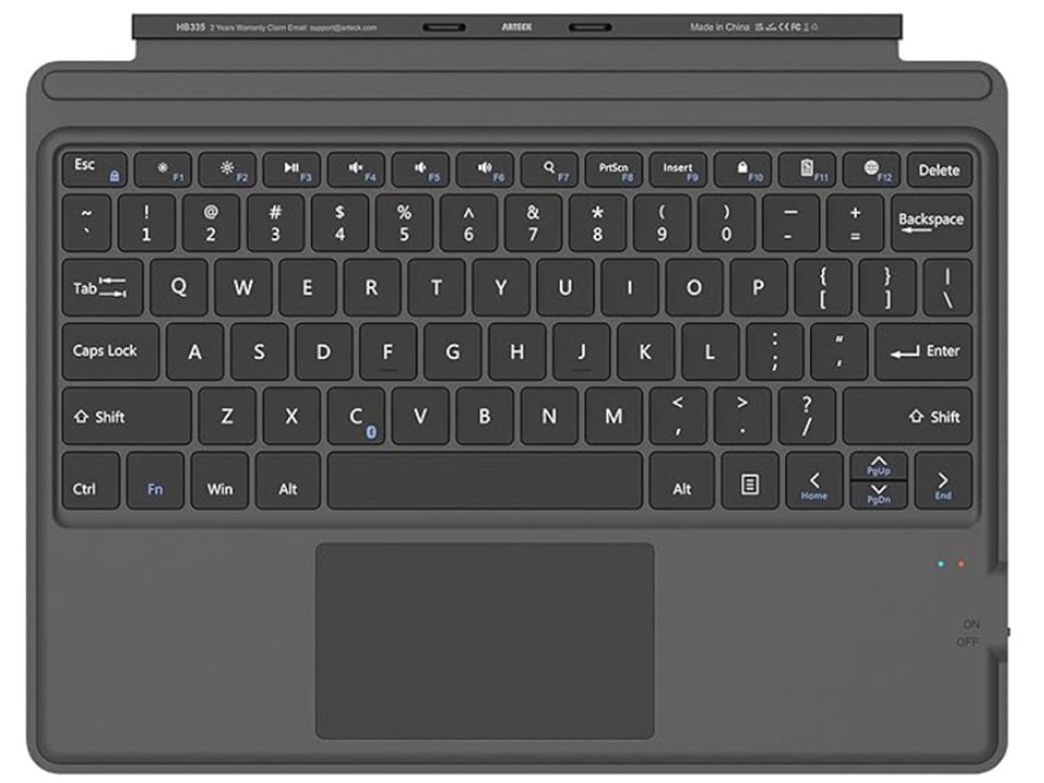 Arteck HB335 Bluetooth Keyboard for Surface Pro (w/Charger and Manual)