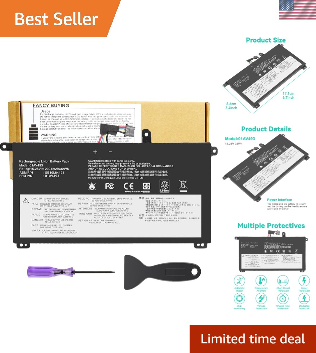 High-Performance Replacement for ThinkPad T570 T580 Battery - Fast Charge & Safe