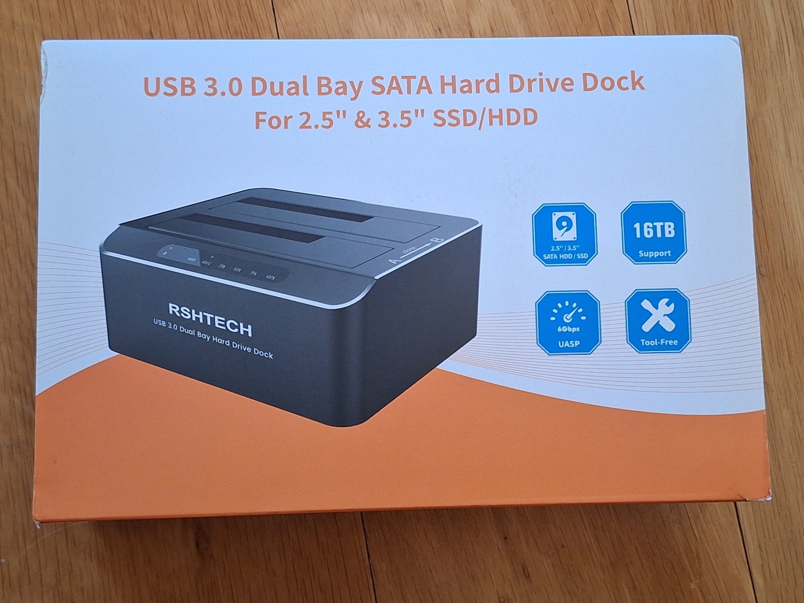 RSHTECH RSH-DS01 USB 3.0 Dual Bay SATA Hard Drive Dock 2.5 3.5 SSD HDD Clone