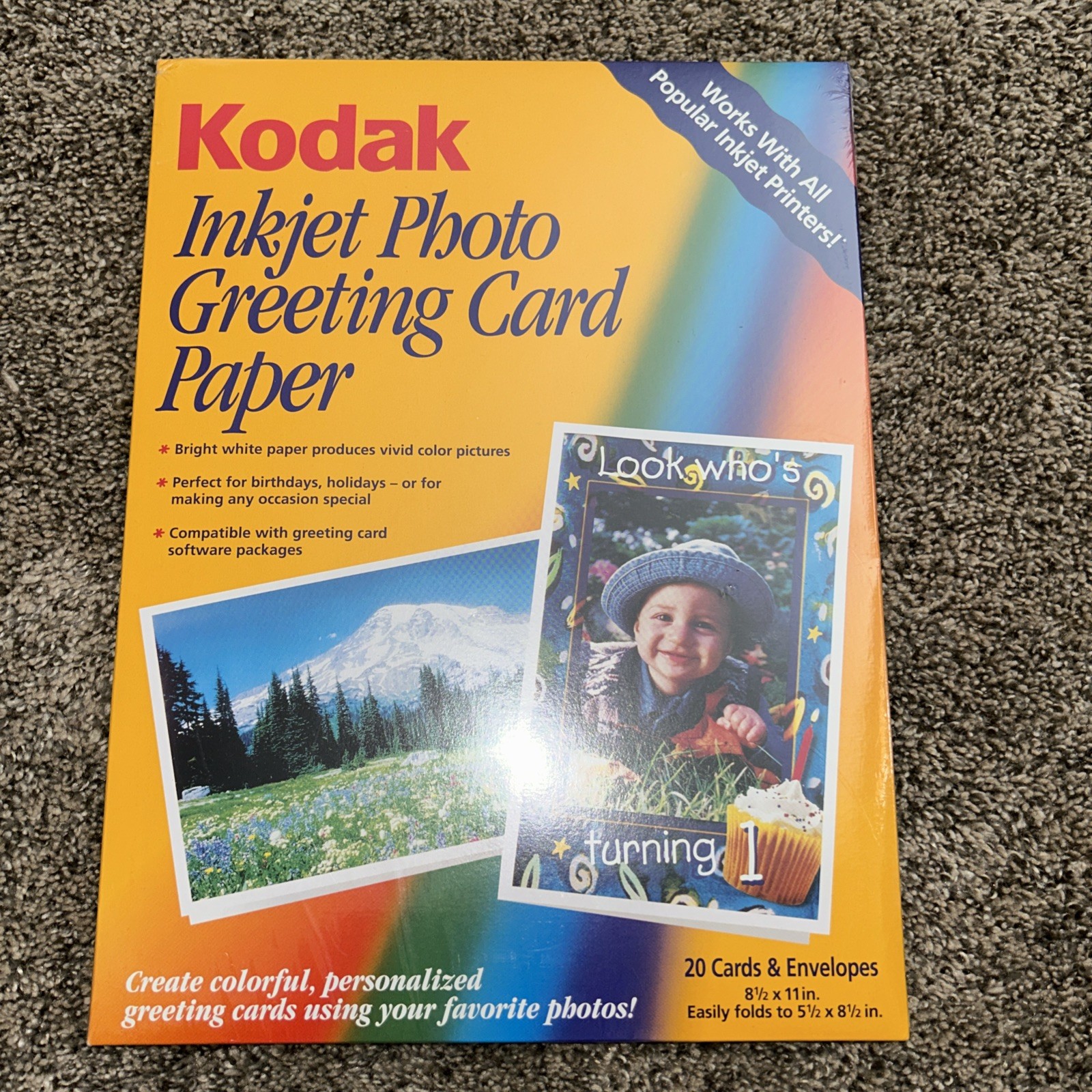 Kodak Inkjet Photo Greeting Card Paper 20 Cards Envelopes  CAT 106 2330 NEW NIP