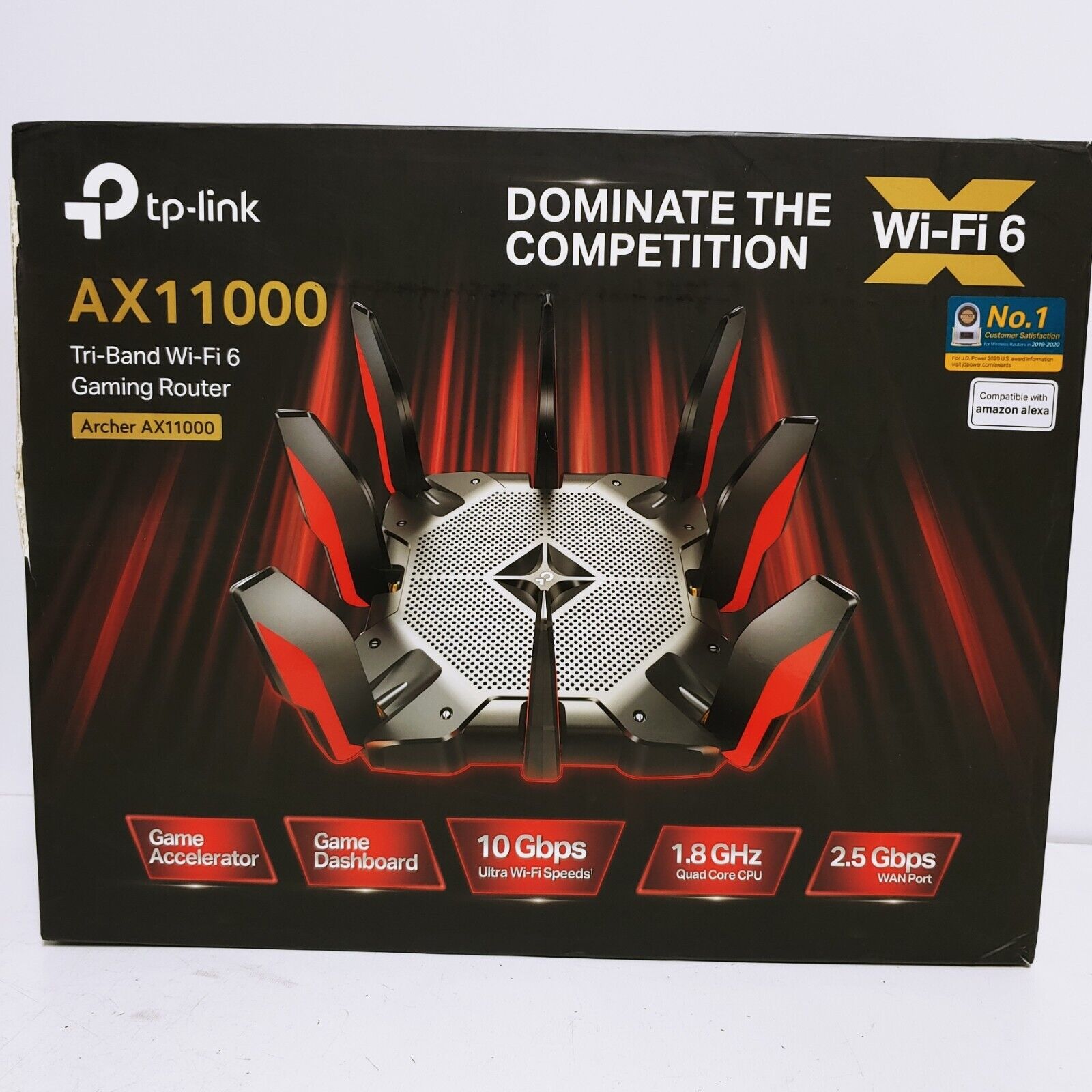 TP-LINK Archer AX11000 Tri-Band Wi-Fi 6 Gaming Router - Black/Red
