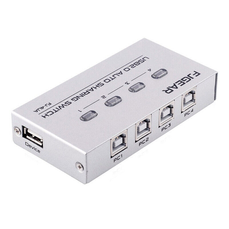 4 Port USB 2.0 Auto Sharing Switch HUB Selector Switcher For Printer