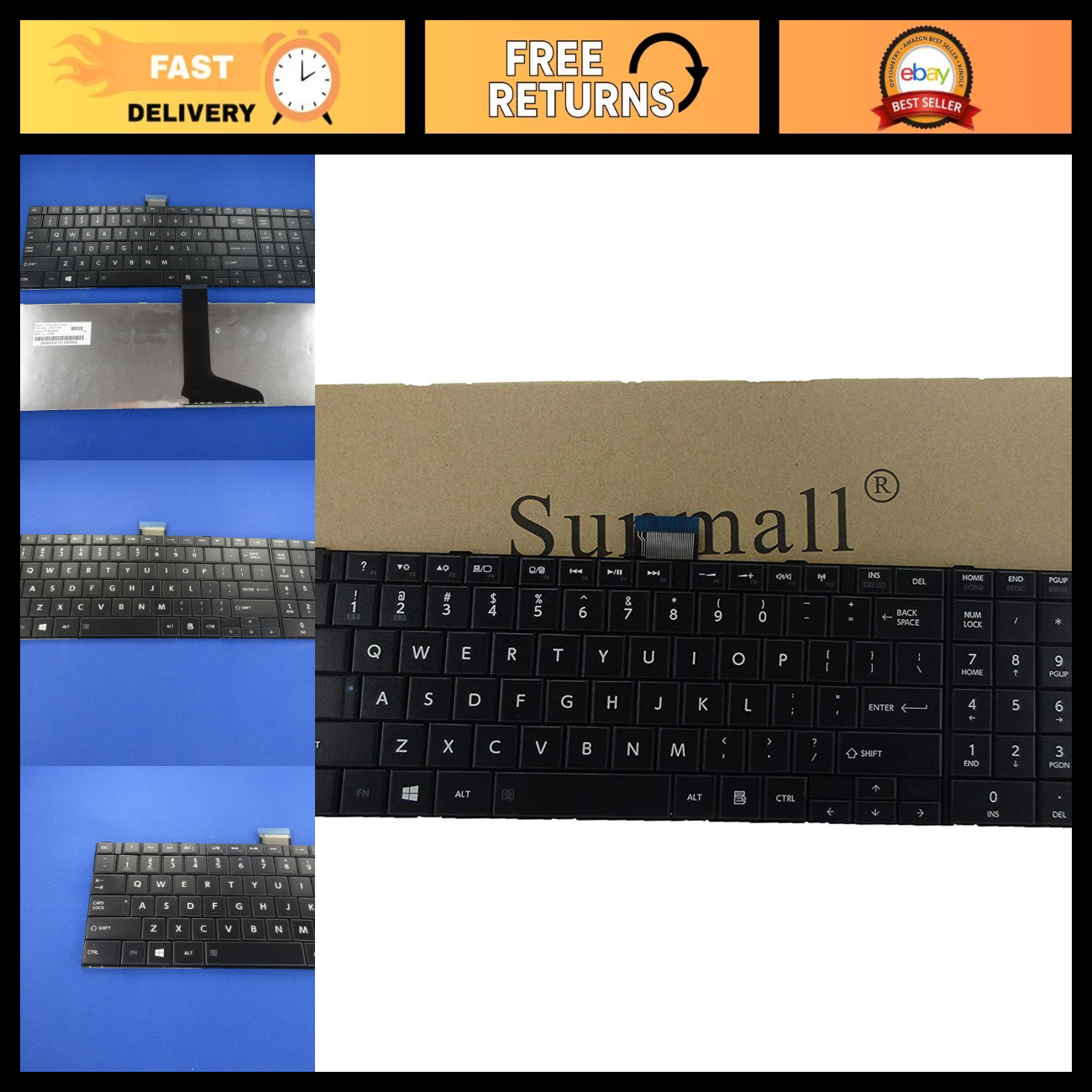 Keyboard Replacement for Toshiba Satellite C850 C855 L850 L875 P850 P875 - Black