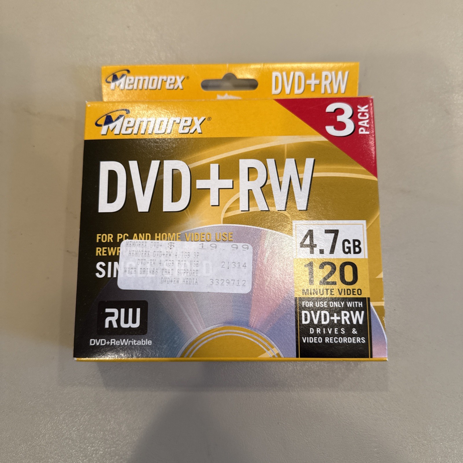 3 Pack memorex DVD RAM 4.7GB Single Side Rewritable Video Recording 120 Minute