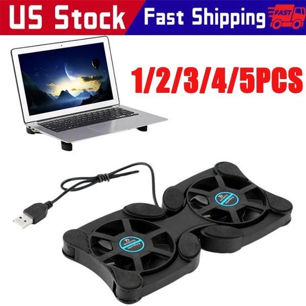 Dual USB Cooling Fan Pad Foldable Slim Fans Cooler Stand For Laptop PC Notebook