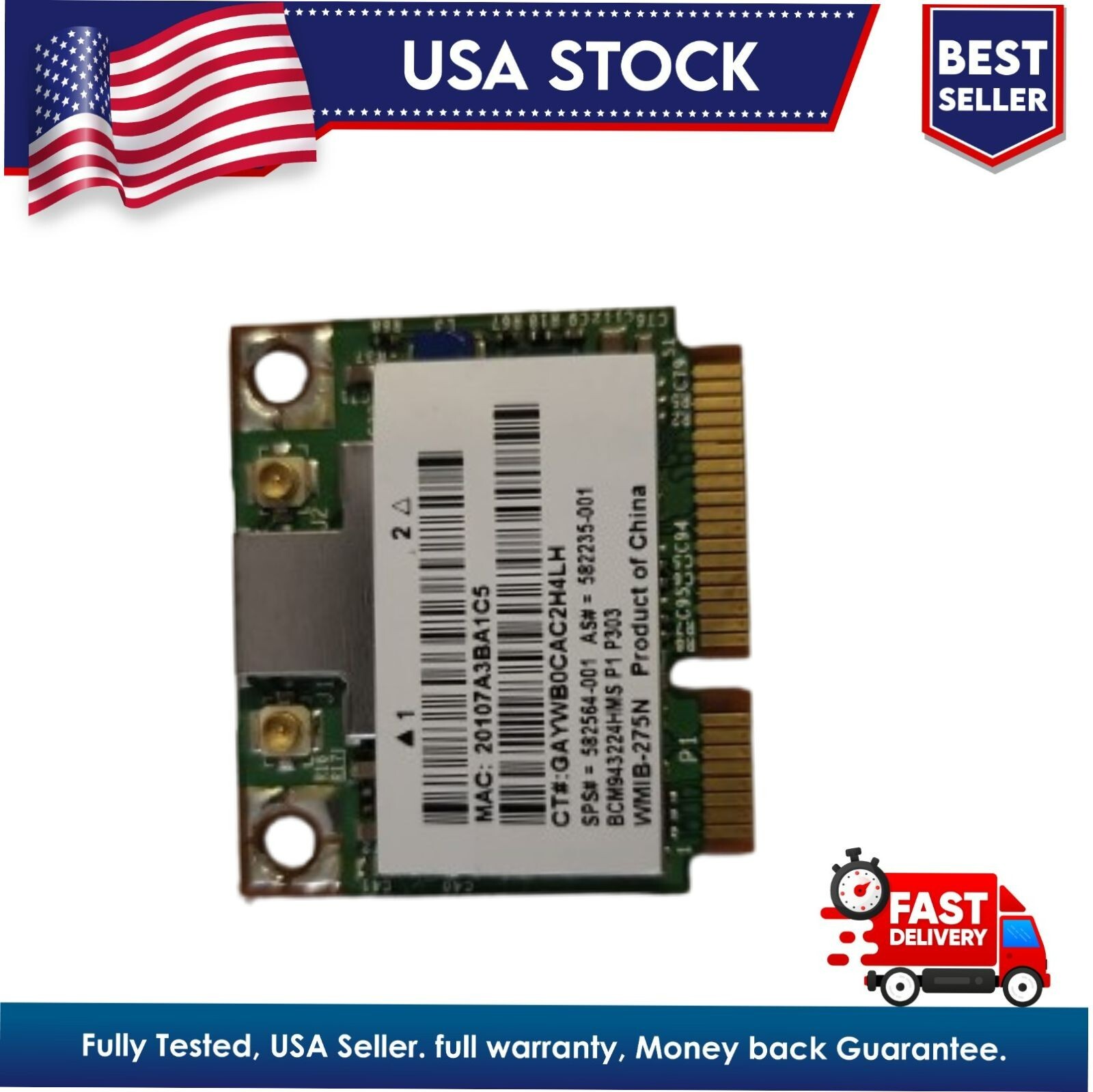 HP ProBook 15.6" 6560b Genuine Wireless WiFi Card BCM943224HMS 582564-001 Tested